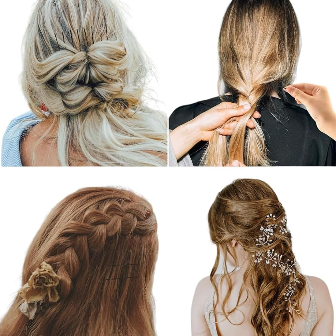 PARENCE. - Set of Hair Bobbles - Set of 4 Hair Clips + 10 Pins - Hair Accessories for Women and Girls - Non-Slip Clips - Discreet Hairstyle Clips - Ideal for Daily Life, Wedding, Sports image number 4
