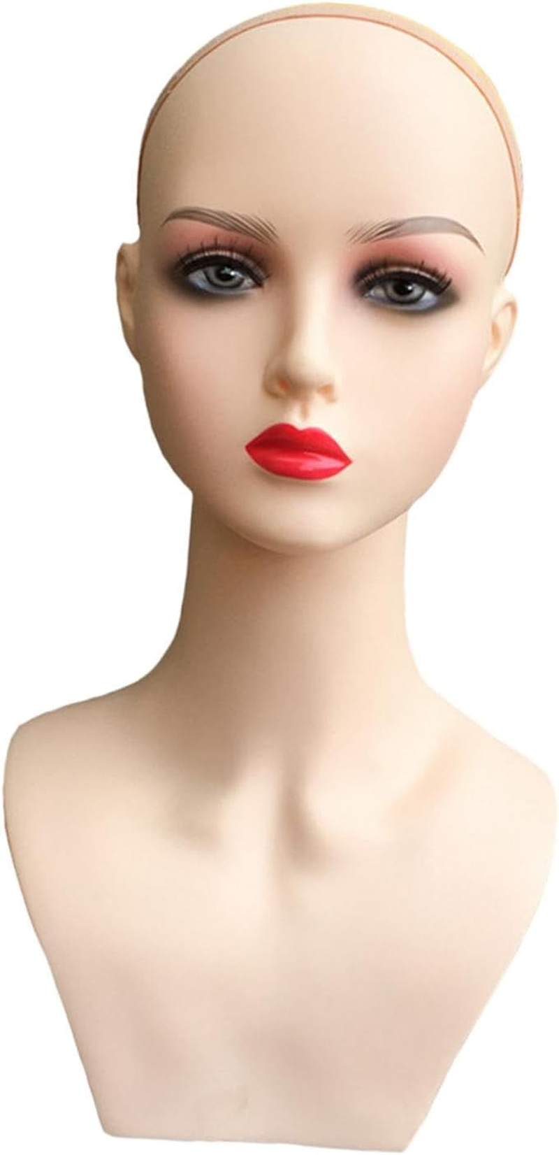 Eigell Female Wig Head Mannequin with Shoulder Smooth Durable Multifunctional Wig Display Model Manikin for Wigs Making Styling Earrings Hairpieces, Style A - Style B image number 5