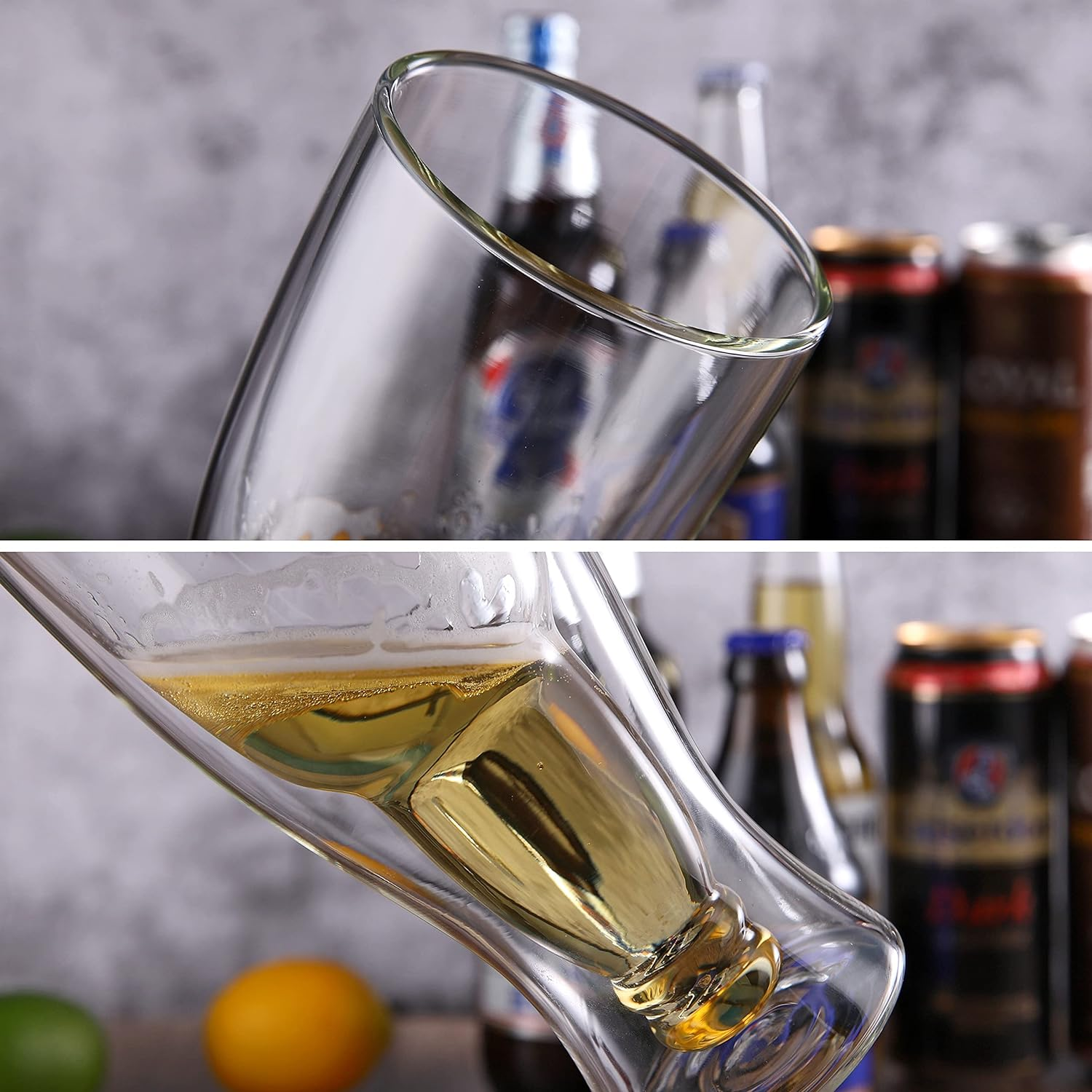 Cnglass Beer Glasses 13.5Oz,Double Wall Insulated Upside down Glass,Set of 2, Durable Beer Glassware for Cold Drinks image number 4