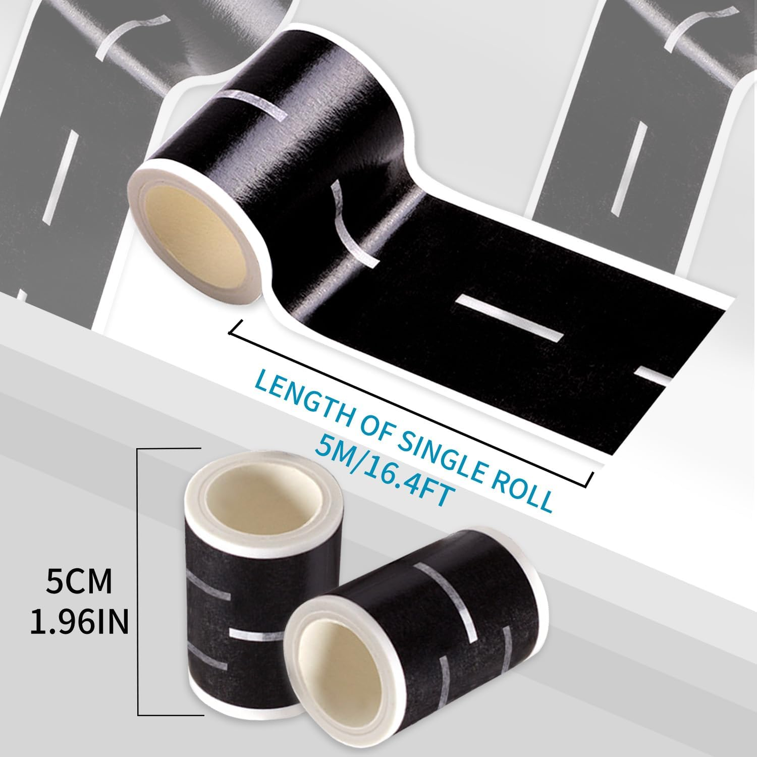 Road Railway Tape for Toy Cars Track Trains, Compatible for Preschoolers and Elementary Kids Boosts Creativity(2 Road + 4 Curves + 4 Traffic Signs) ﻿ image number 3