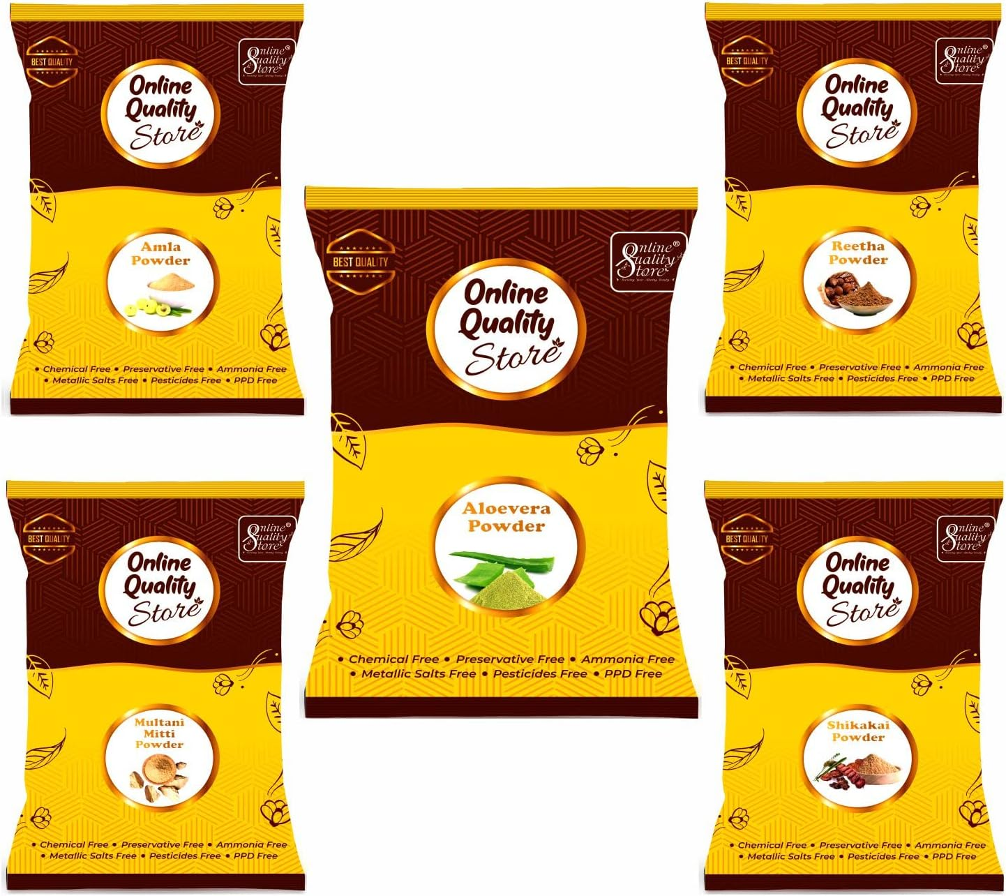 Online Quality Store Amla(175 Grams) Reetha(175 Grams) Shikakai(175 Grams) Multani Mitti(200 Grams) and Alovera Powder(175 Grams) for Hair in Separate Packaging (Total :- 900 Grams) - Offer of the Day image number 4