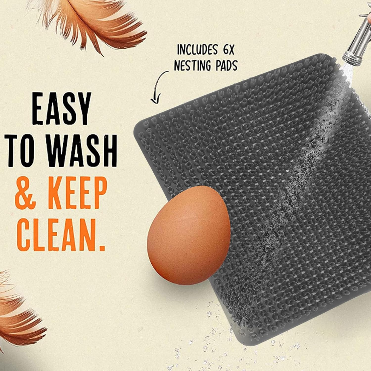 Chicken Nesting Pads, 6 Pcs Chicken Coop Mats, Washable Plastic Nesting Box Liners, Duck, Chicken Coop Accessories, Chicken Bedding for Coops Poultry Laying Eggs Protecting (Gray) image number 4