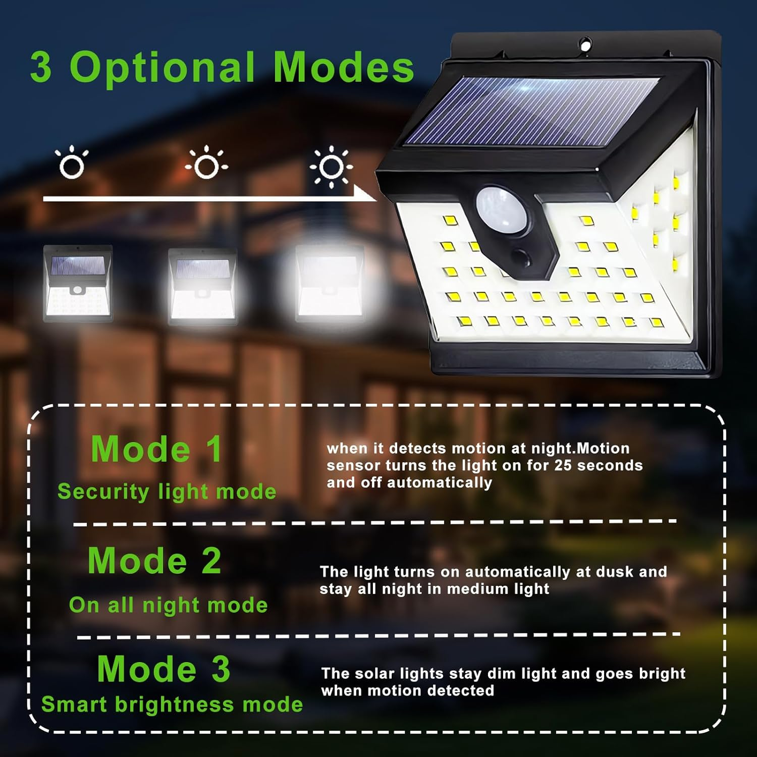 Solar Lights Outdoor Motion Sensor Lights 3 Modes, Solar Powered Security Lights, Solar Security Lights Wireless Waterproof with 180 Degree Wide Angle Waterproof for Deck Garage Animal (12 Pack) image number 3