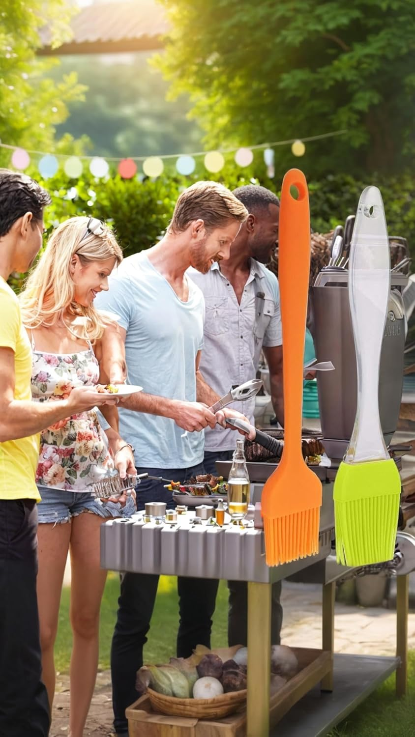 Silicone Pastry Brushes, Set of 6, Fine-Grade Heat-Resistant Basting Brushes for Oil & Butter, Non-Toxic Baking Tools for BBQ, Grilling, Cake & Bread Making, Easy Clean, Reusable image number 3