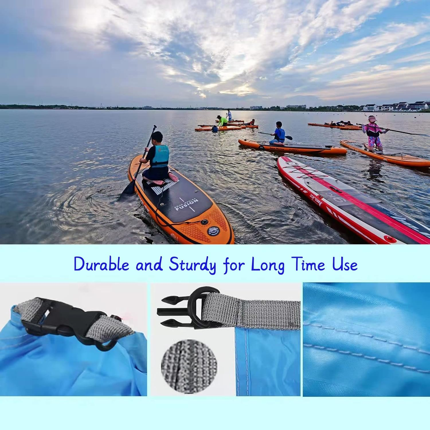 CMCOOPLX 10L/20L/40L/70Lwaterproof Dry Bag, Lightweight Canoe Bags Storage Bags,Dry Sacks Waterproof Bags for Kayaking Rafting Boating Hiking Camping Travel Fishing Sea Swimming Boating (Orange, 70L) image number 4