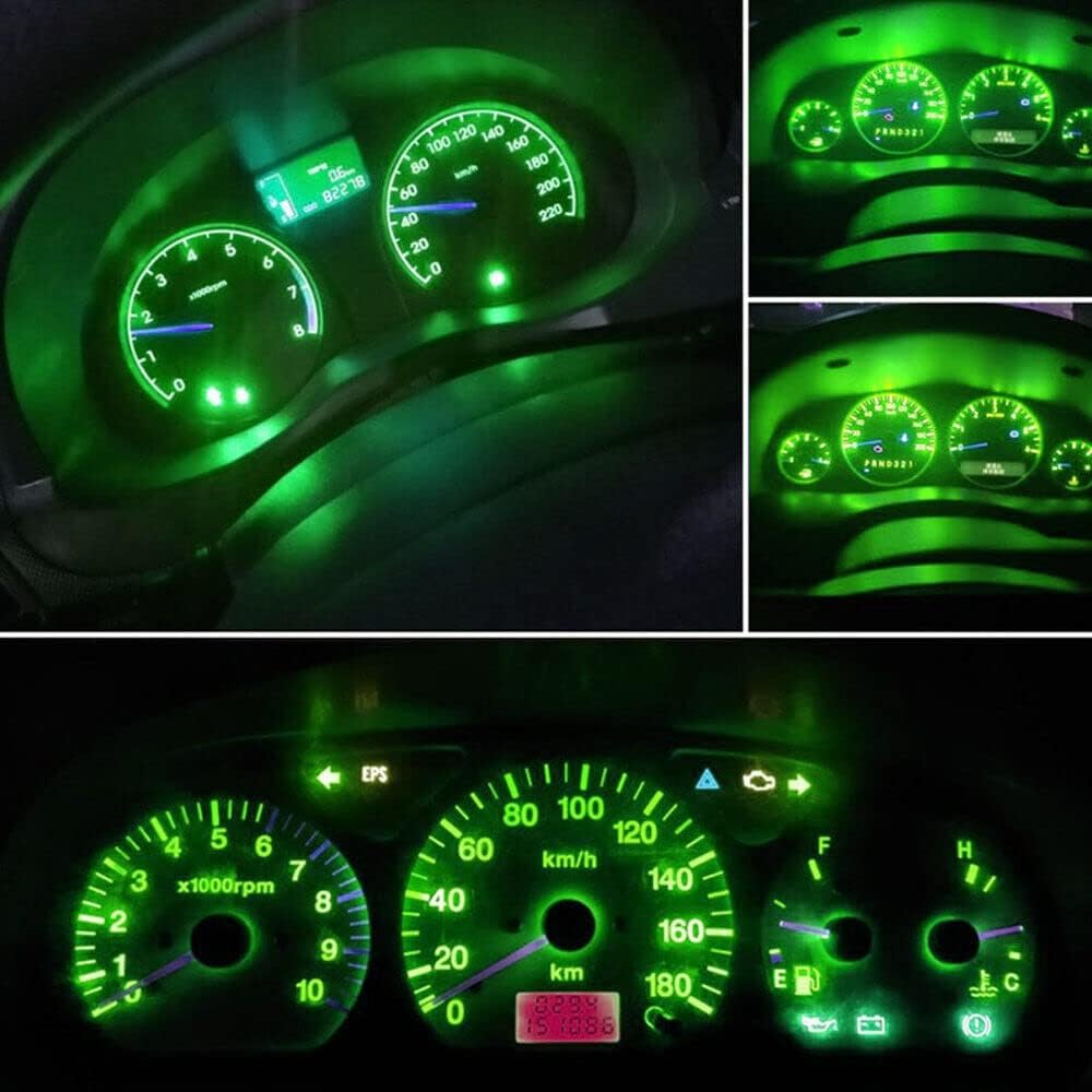 6Pcs Green T4.2 Superbright Wedge 3030 LED Globes Dash Cluster Bulb