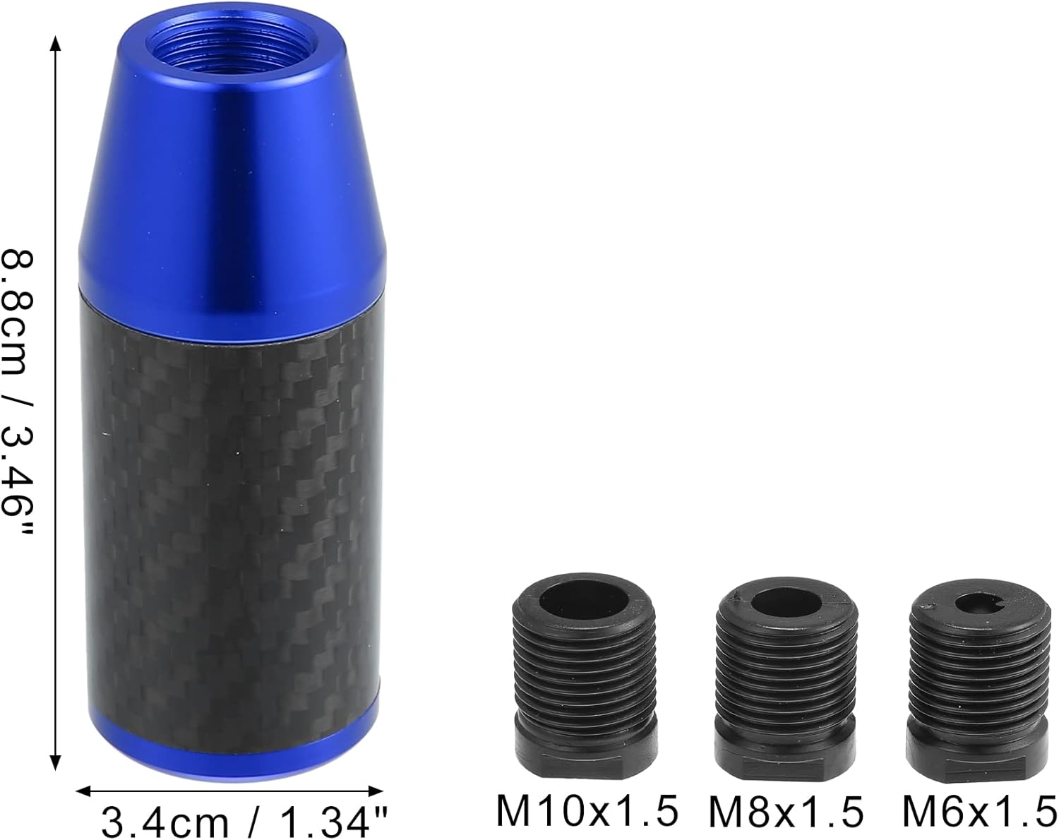 X AUTOHAUX Automatic Manual Gear Stick Shift Knob Transmission Gear Lever Stick Shifter Handle Carbon Fiber Pattern Blue - Black, Red image number 2