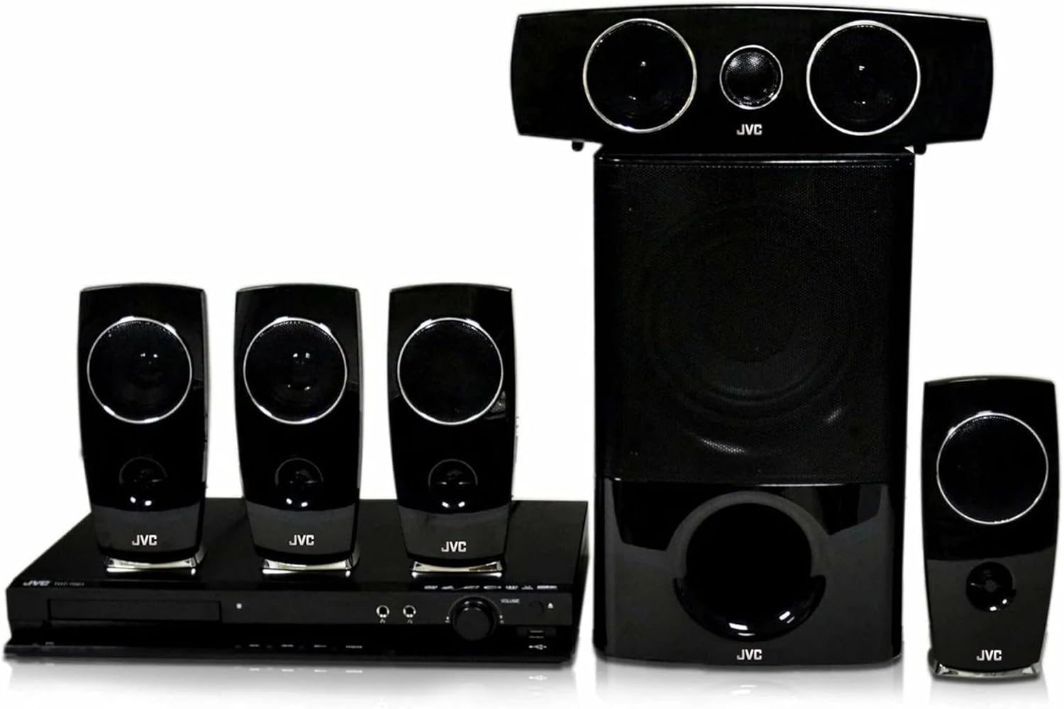 JVC Home Theatre System | 5.1 Surround Sound System for TV | Portable DVD Player with 5 X 60W Passive Speakers & 150W Powered Subwoofer | Digital Amplifier, Karaoke Function, Bluetooth, USB (TH-N888B) image number 3