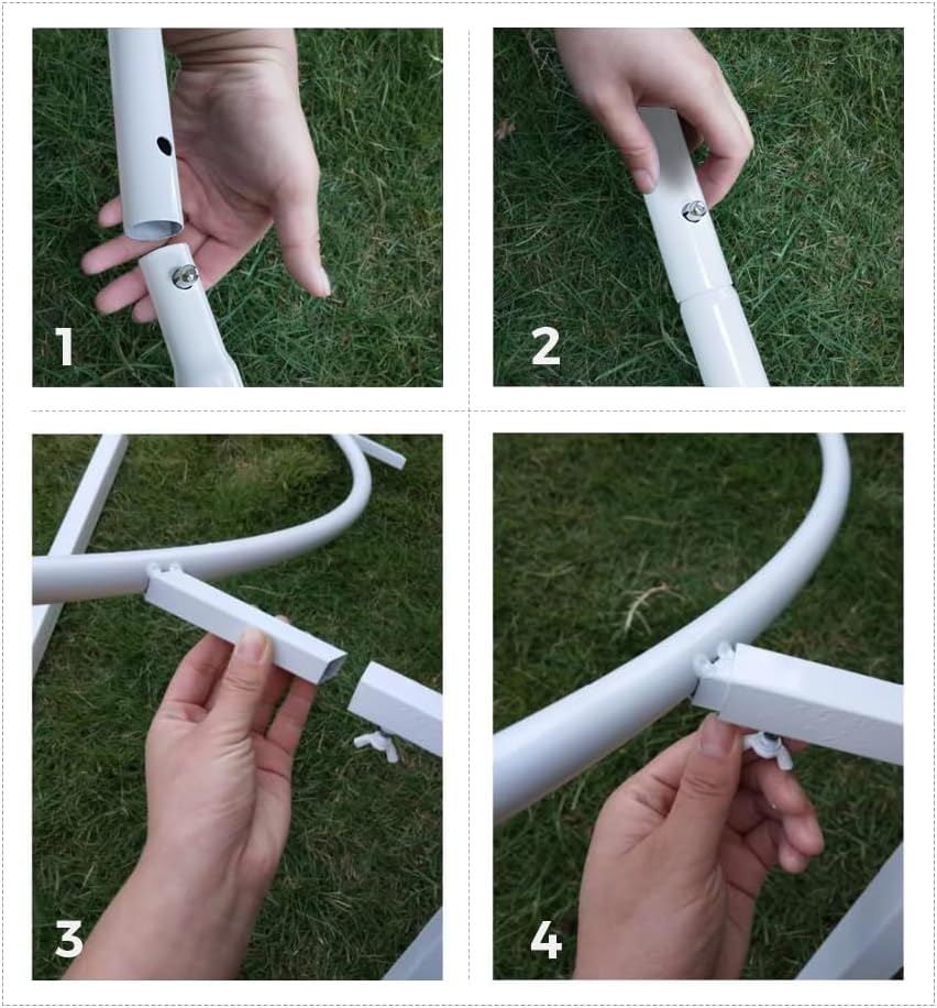 ALSTON 2M round Metal Backdrop Stand Wedding Hoop Arch Flower Display Stand, Balloon Arch Kit Decoration White Circle Background Stand Frame Birthday Party Graduation Celebration Backdrop image number 1