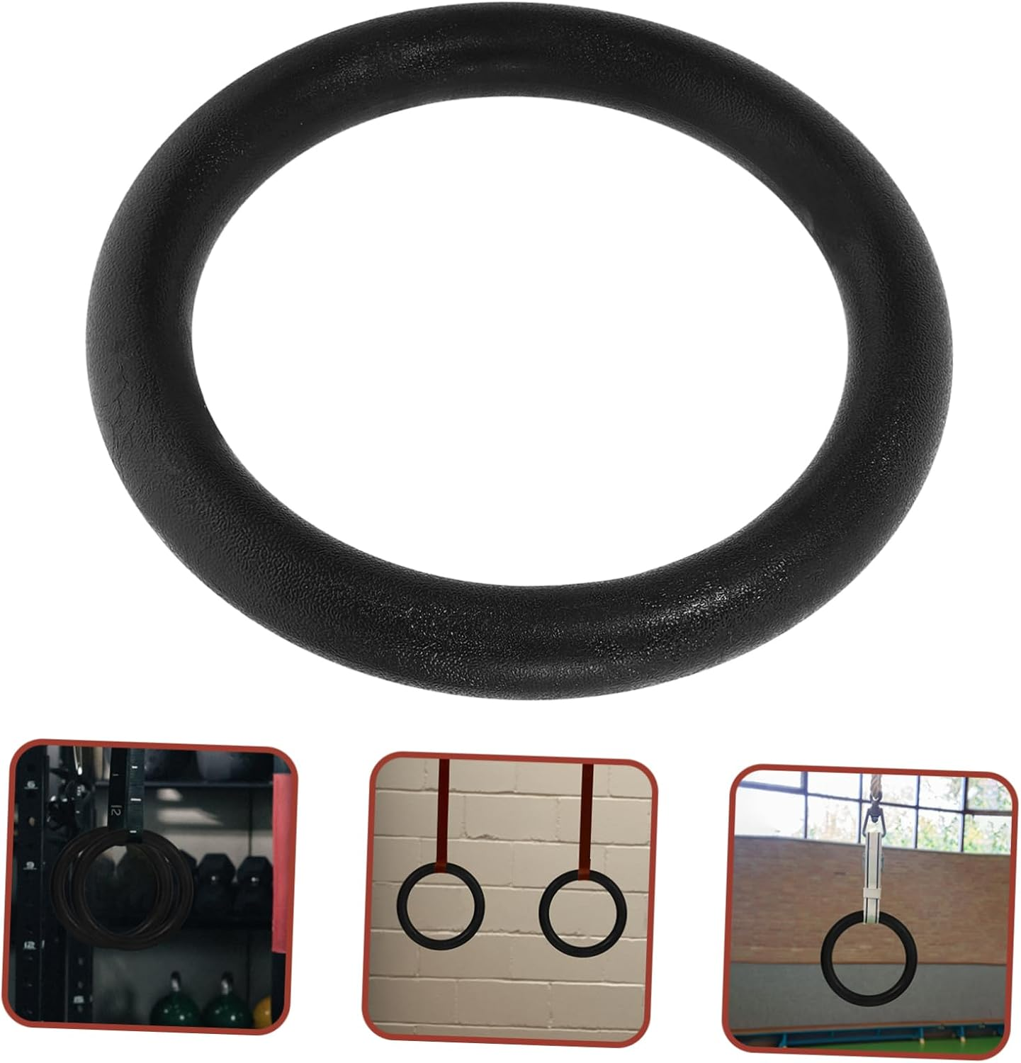 Iplusmile 2Pcs Gymnastic Rings for Strength Training Bodyweight Workouts for Home Gym and Outdoor Use Black image number 1