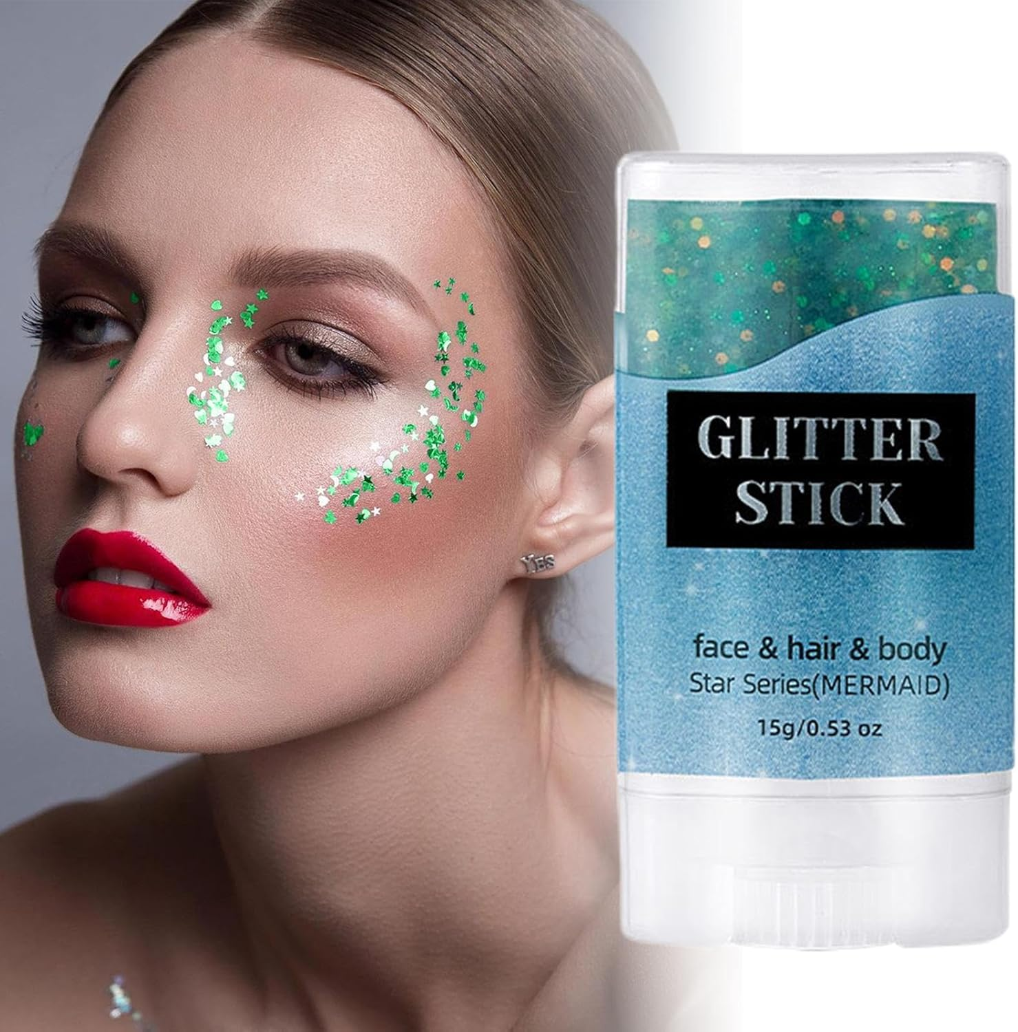 Rronnoy Body Glitter Stick - Shimmer Stick Glitter for Clothes Face,Sparkling Accessories Skin-Friendly Versatile for School Stage Performance Celebration - Blue image number 6