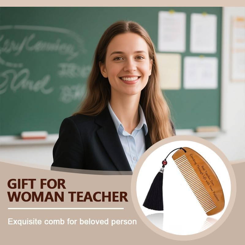 Teacher Appreciation Gifts for Women Female Engraved Best Teacher Ever Comb Graduation Gifts for Teachers from Students Thank You Teachers Mentor Tutor Assistant Principal Gift image number 6