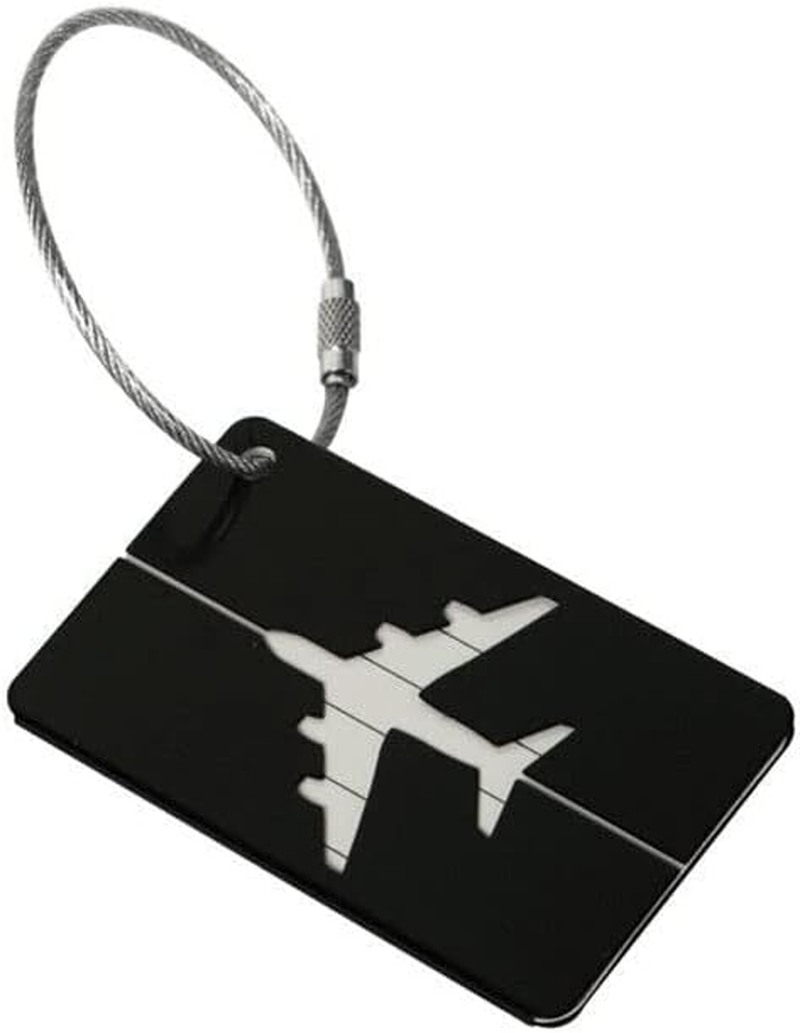 AIMALL Luggage Tag Aluminum Travel Baggage Suitcase Identity Address Name Label Cards with Wire Rope, Waterproof & Information Cards Included, 2.95X1.73 In