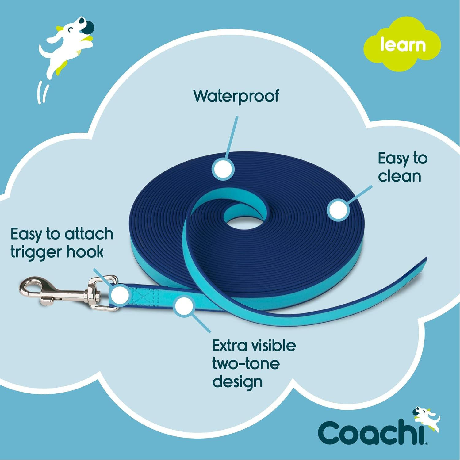Company of Animals Coachi Waterproof Training Line, Blue, 10 Meter Length image number 4