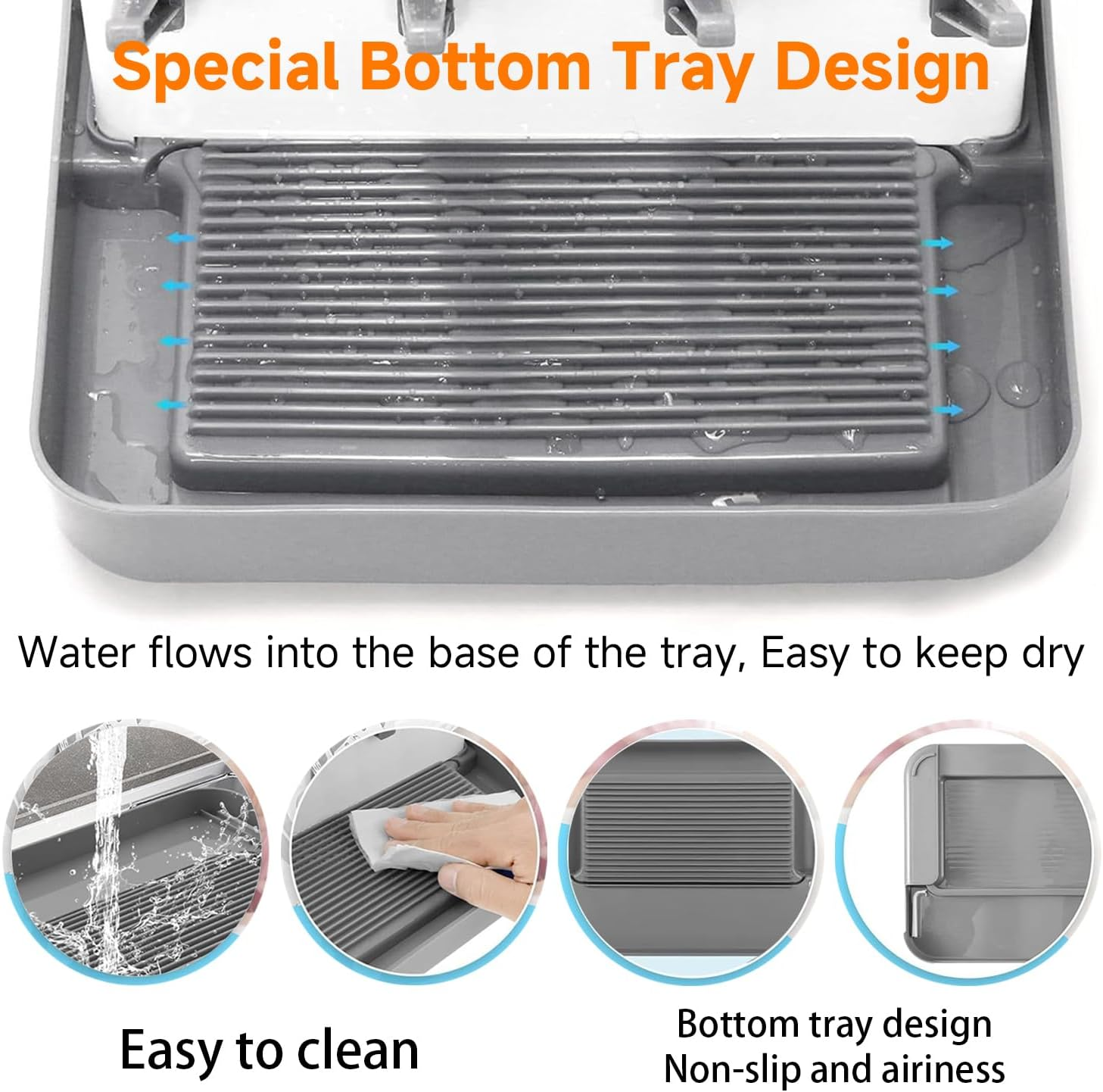 Sluxjet Baby Bottle Drying Rack, Space Saving Vertical Baby Bottle Storage Travel Bottle Brush and Large Capacity Drying Rack for Countertop Kitchen Organize Bottles and Baby Accessories, Gray image number 4