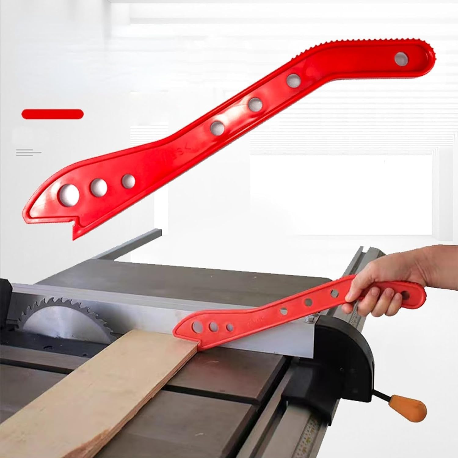 Liyquint Table Saw Push Stick, Table Saw Push Block,Safety Red Wood Table Saw, Blade Push Stick for Carpentry Table Working Blade Router (Red) image number 2