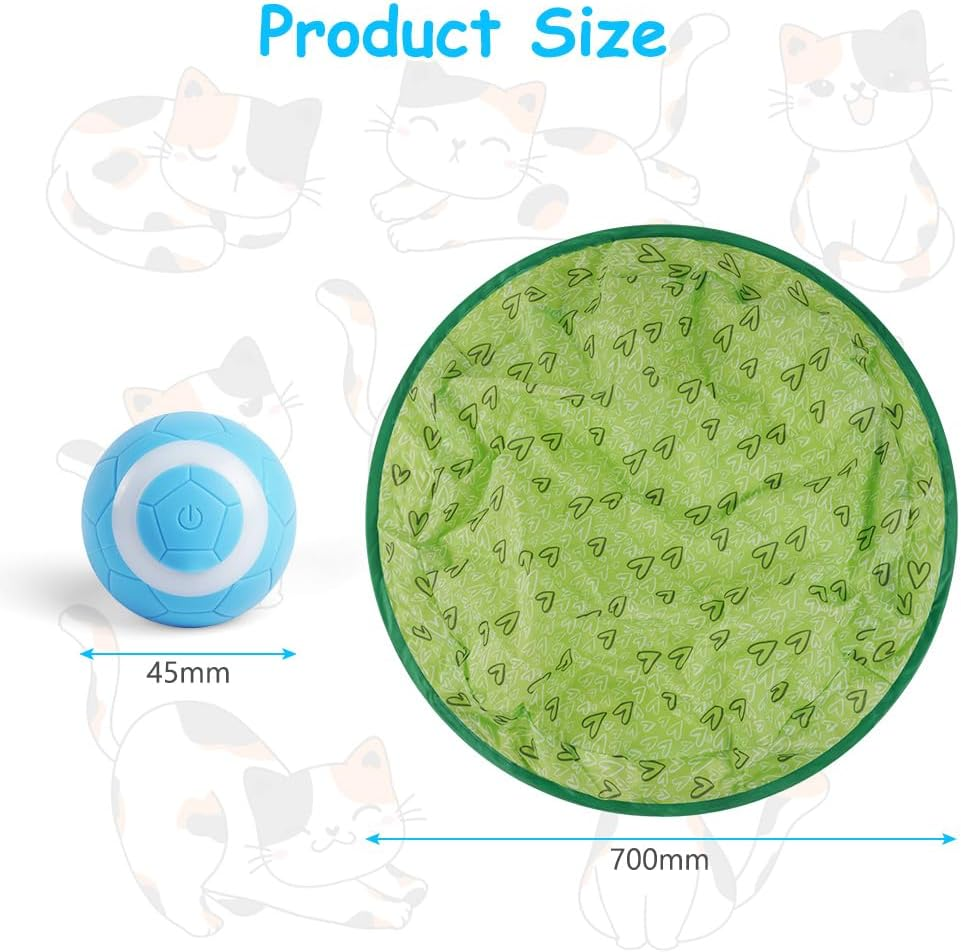 Adiwo Interactive Cat Toys Ball, Intelligent Movable Ball and Hunting Exercise Mat for Indoor Cats, 360&deg; Rotating Automatic Cat Ball Toy with LED Light, Kitten Toys for Stimulate Instinct Chasing image number 6