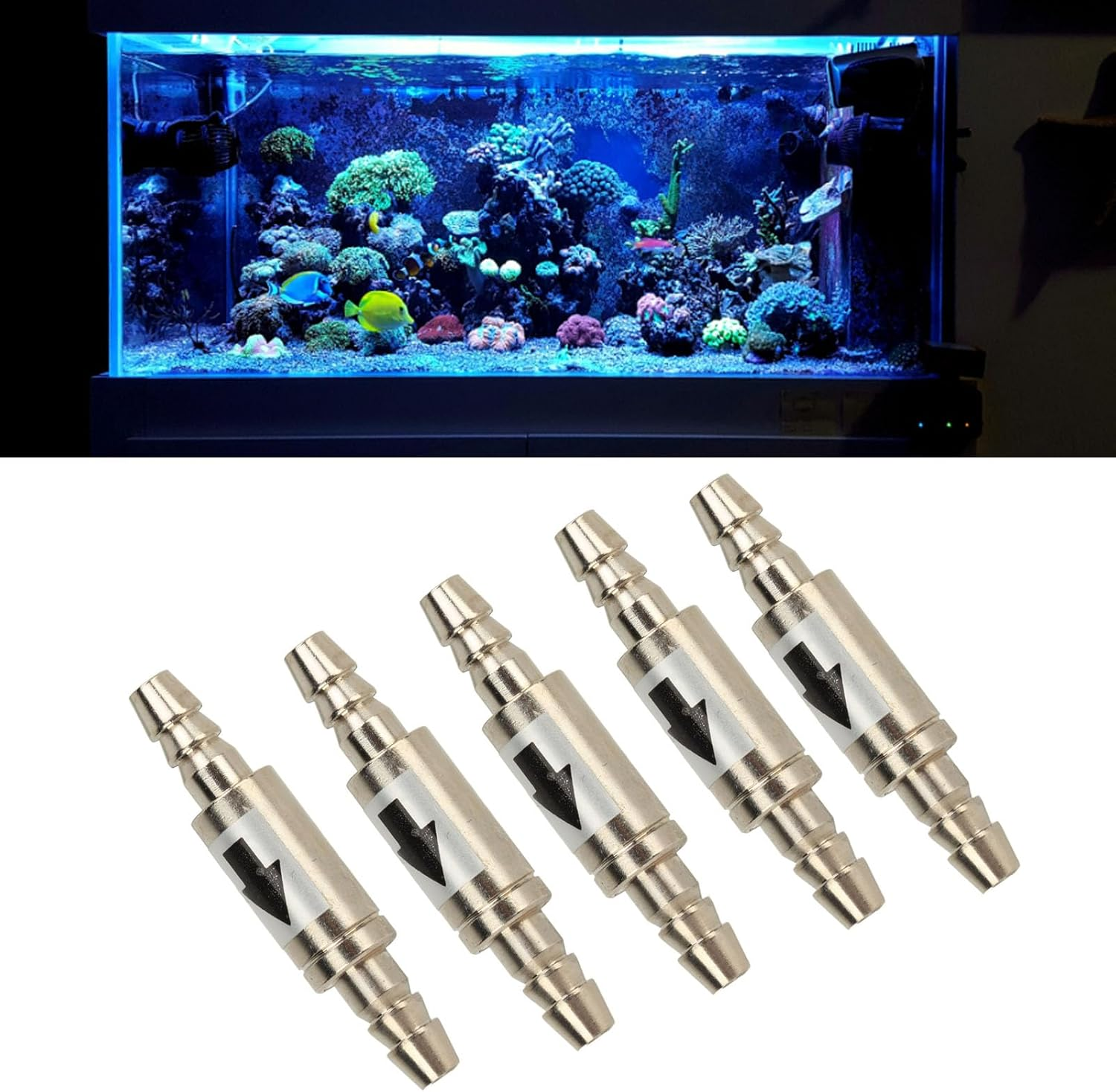 5Pcs Stainless Steel One Way Check Valve, Proof CO2 Check Valve, Lightweight Fish Tank Check Valve, Easy to Install Aquarium Check Valve for Fish Tank Aquarium Zone Generators image number 4