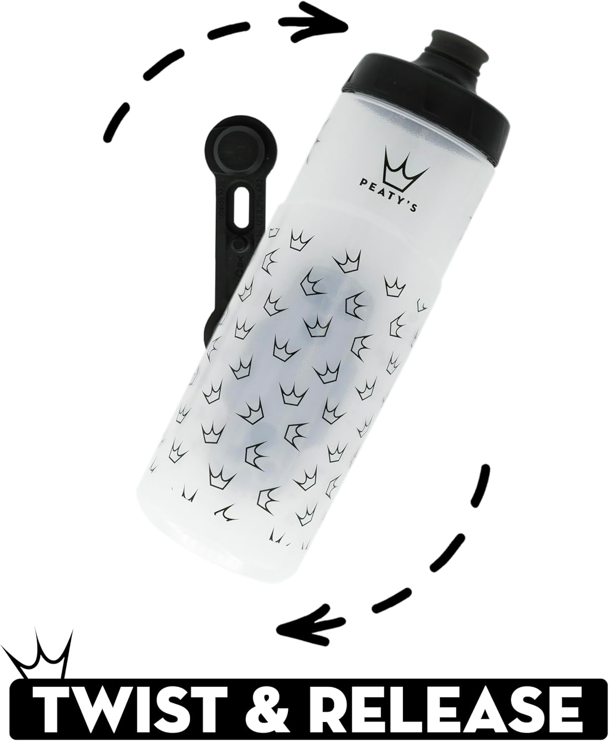 Peaty'S X Fidlock Lockin Magnetic 600Ml Bike Water Bottle & Mount, Bicycle Drink Bottles, Cycle Accessories for Mountain Biking & Cycling, Premium Alternative to Cage, Twist & Release - Crown Smoked image number 1
