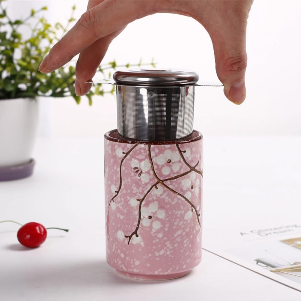 Poemtian Tea Filter Strainer Tea Infuser Stainless Steel Tea Filter Strainer with Lid and Double Handles Loose Leaf Tea Mesh Strainer