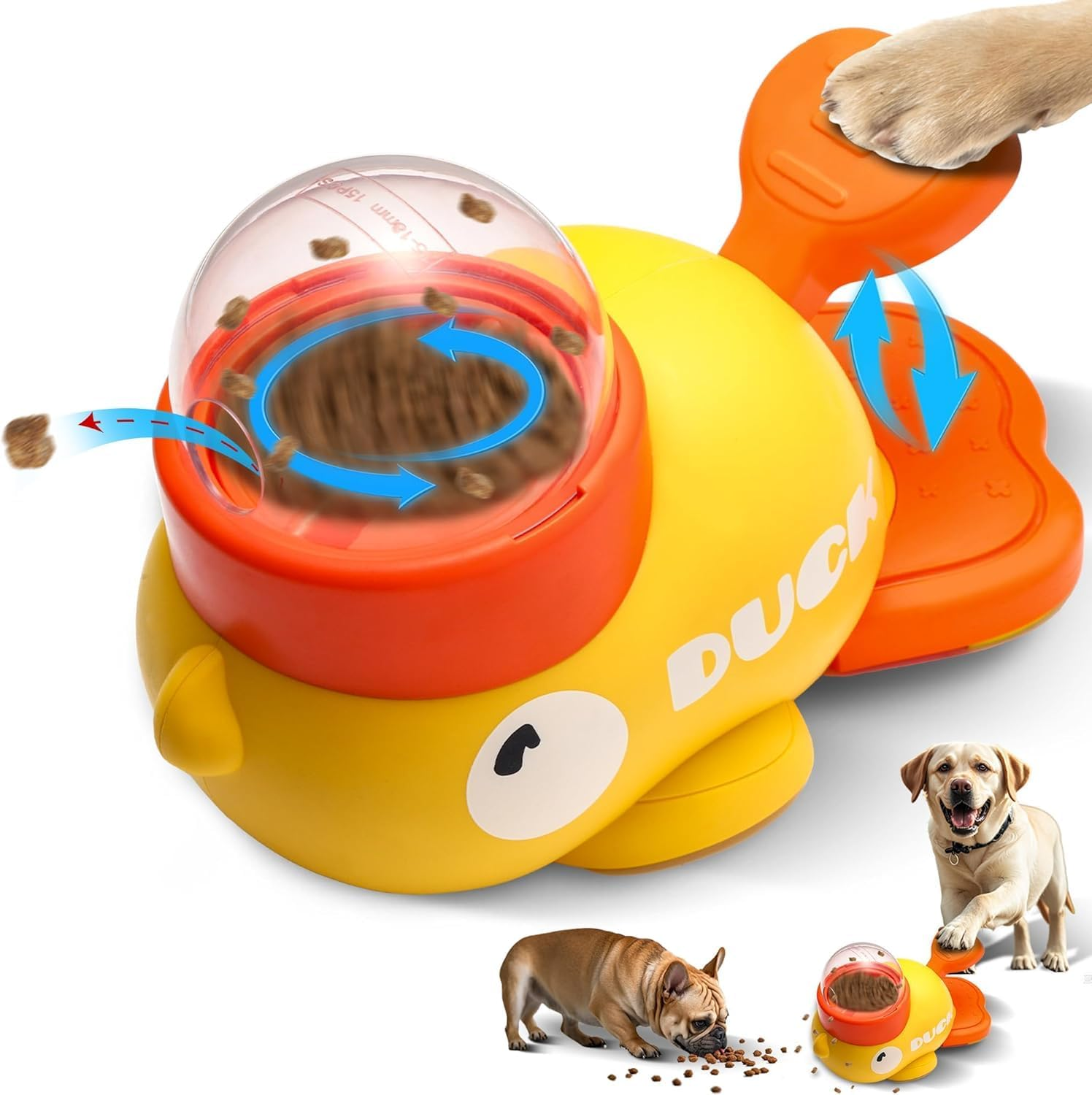 2-In-1 Interactive Pet Feeder, Dog Slow Feeder Puzzle Toy, Durable Duck Shaped Dog Feeder Toys Promotes IQ Training Reduces Bloating anti Gulping Fun Mealtime Feeding Solution image number 2