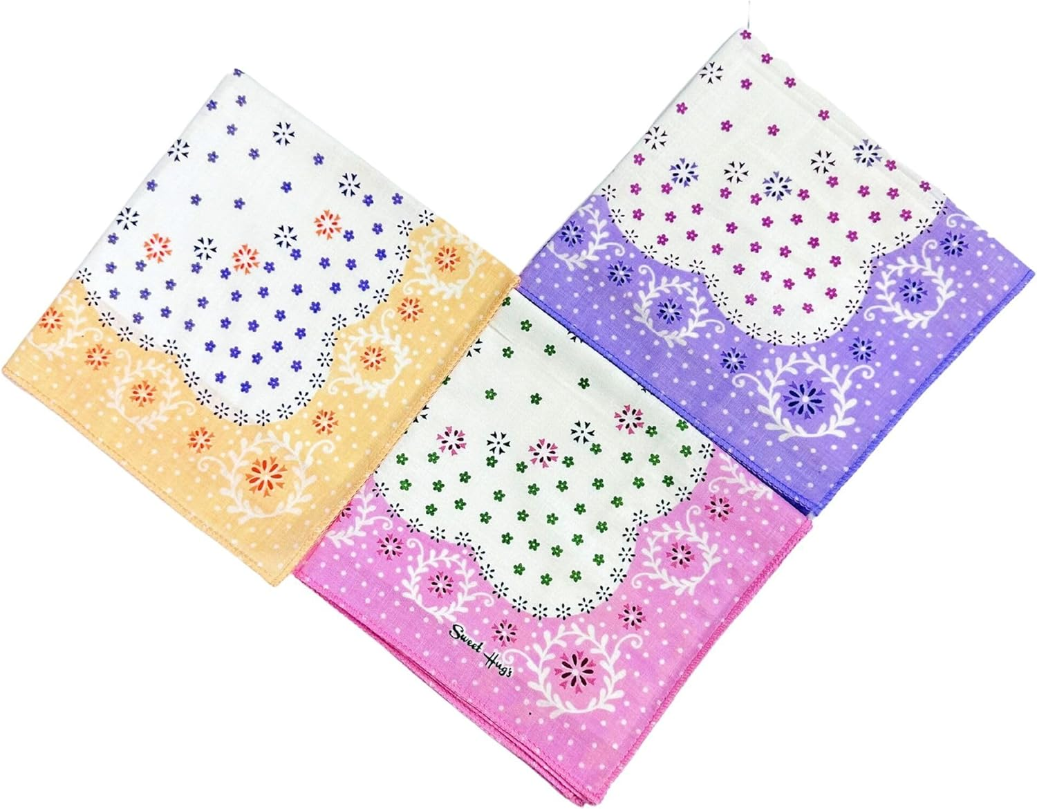 Royal Mart Premium Cotton Handkerchiefs - 11 * 11 Soft Prints for Women/Girls (Pack of 04, Multicolor. Designs Will Vary as per Availability), Multicolour, 11 * 11 Inches image number 1