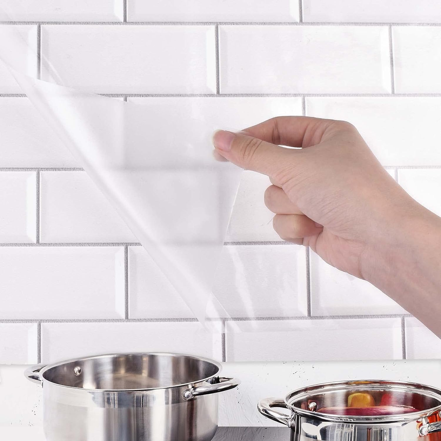 Clear Contact Paper Peel and Stick, 42 * 100Cm Self Adhesive Contact Paper Clear Wall Protector, Waterproof Oil Proof Removable Film Transparent Kitchen Stove Backsplash Protector for Wall image number 1