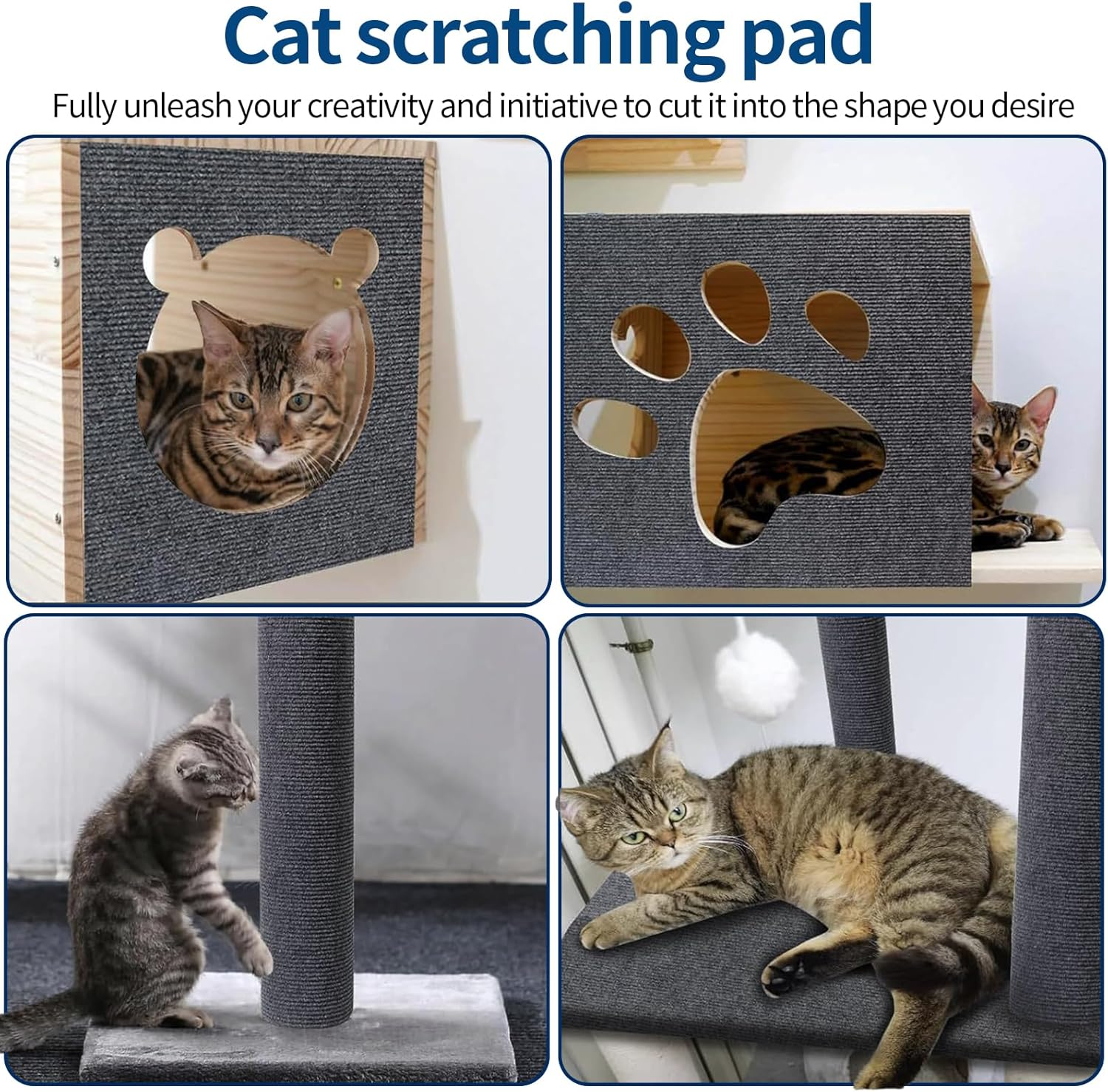Pack of 2 Self-Adhesive Scratching Mat, 200 X 40 Cm, Scratch Protection, Sofa Scratching Mat, Trimmable Scratching Board, Wall Cat Scratching Mat, Thickened Scratching Boards, Cat Wall for Furniture image number 1