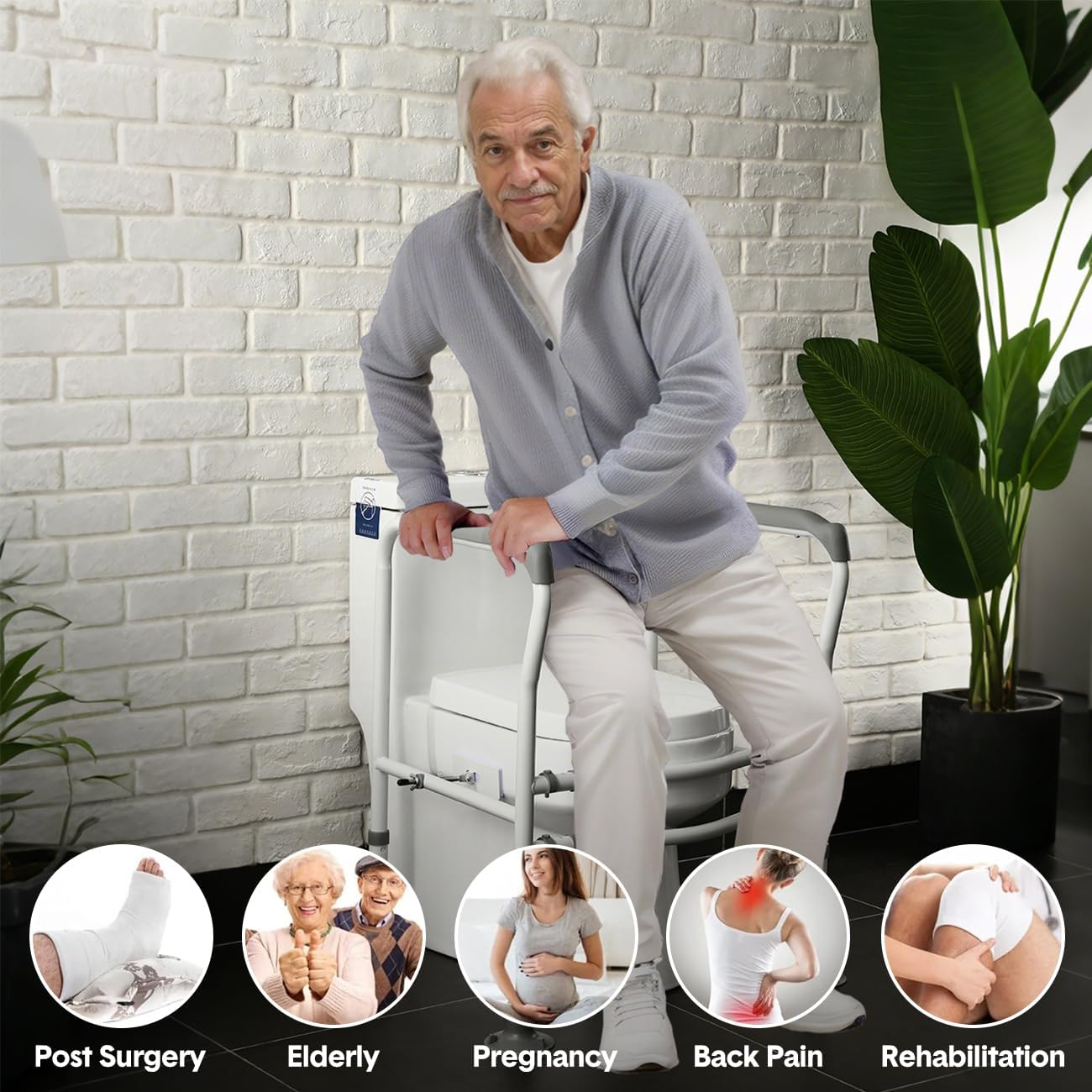 Toilet Safety Frame with Handrails, Height and Width Adjustable, Support Rails for Elderly, 300LB Capacity image number 3