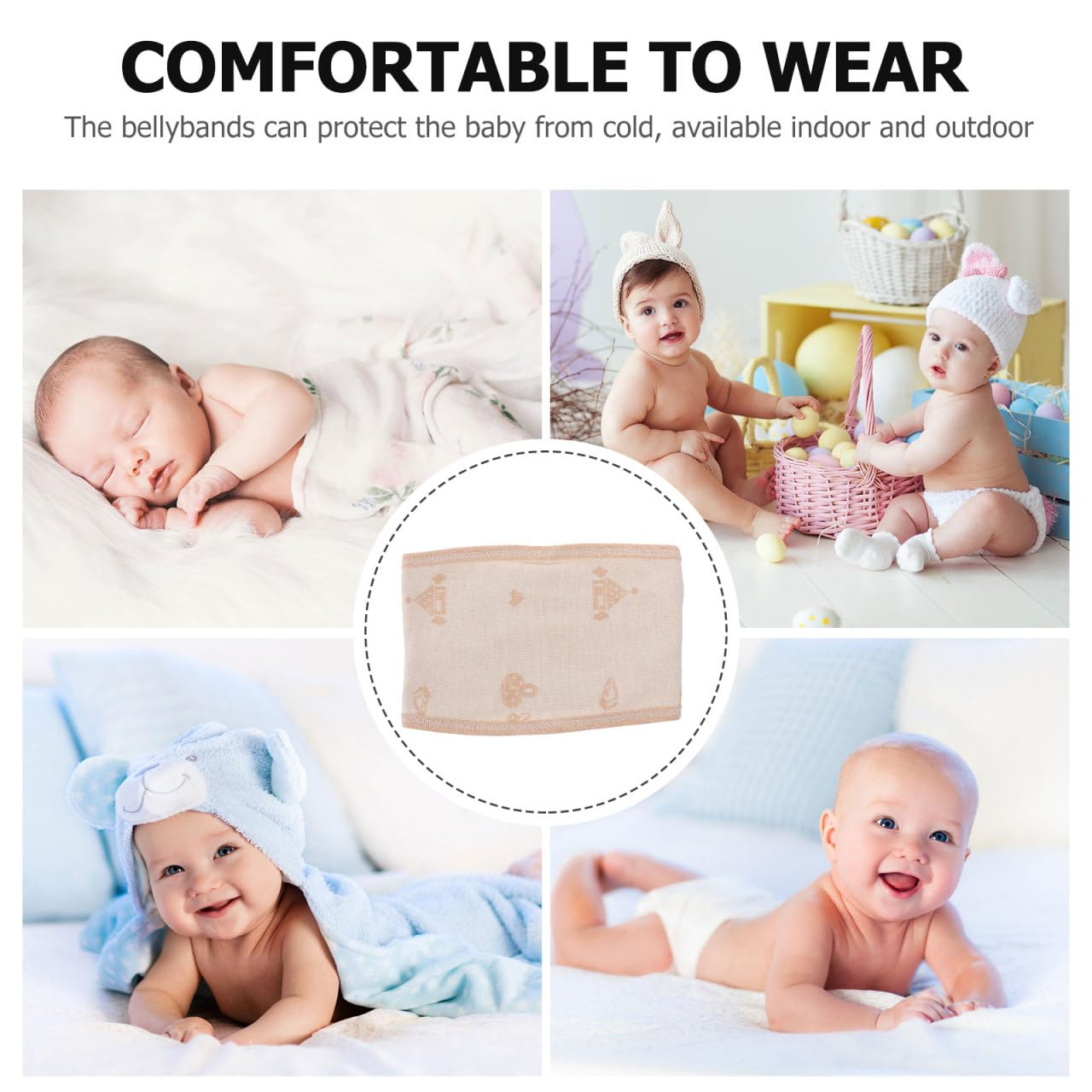 Cabilock 4PCS Baby Belly Binder, Adjustable Cotton Navel Belt for Newborns Breathable and Skin-Friendly Belly Bands to Keep Baby Warm and Comfortable image number 1