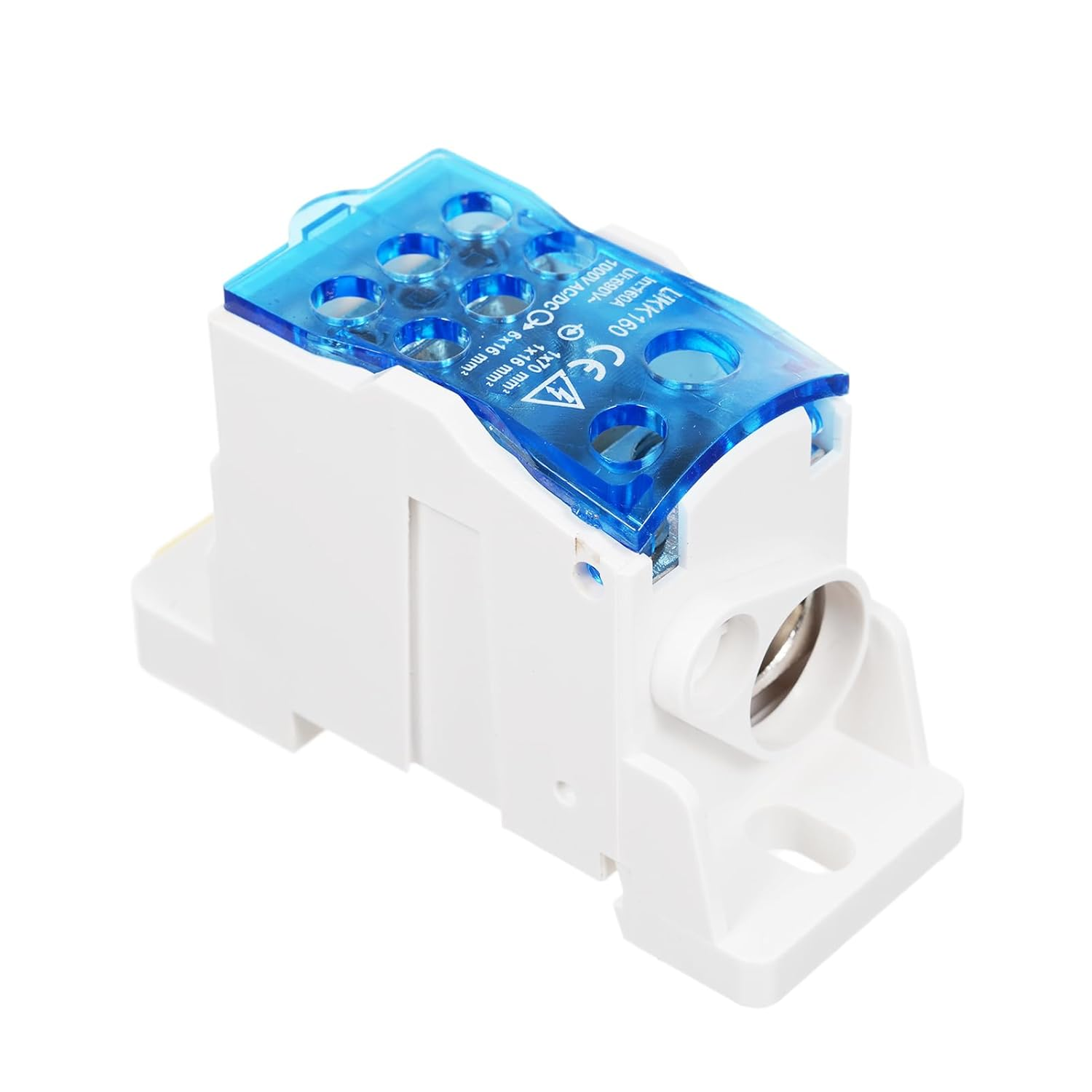 FUNFANG 1 Pack 6 Positions Screw Terminal Strip Blocks with Cover Junction Box Branch Box Din Rail Terminal Block Wire Box Cabinet Wire Splitter Connector UKK125A