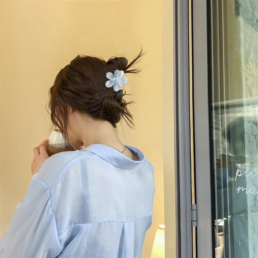 Pack of 1 Women'S Flower Hair Clips, Flower Hairpin Hair Clips Non-Slip Plastic Hair Claws Hair Clips Hair Accessories for Women Girls for Daily Wear, Royal Blue image number 2