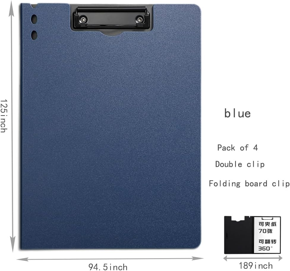 A4 Foldover Clipboard Folder, 4 Pcs File Folder with Cover for Document Management in Business, Office, School, Hospital