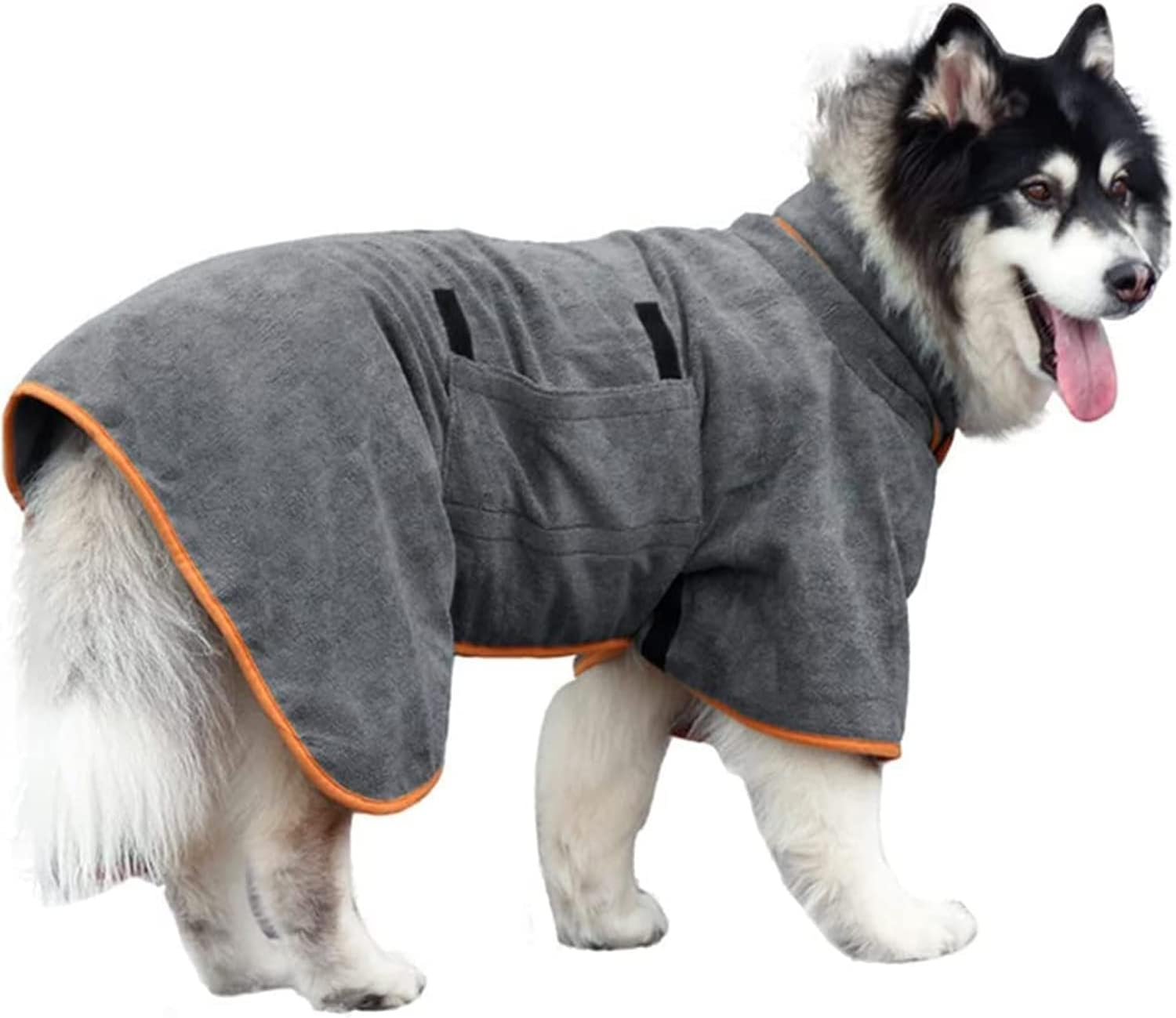 Dog Bathrobe, Dog Drying Coat with Velcro Closure, Microfiber Dog Drying Robe, Adjustable Collar and Waist Pet Towel, Quick Drying and Moisture Absorption to Prevent Pet Hair Loss