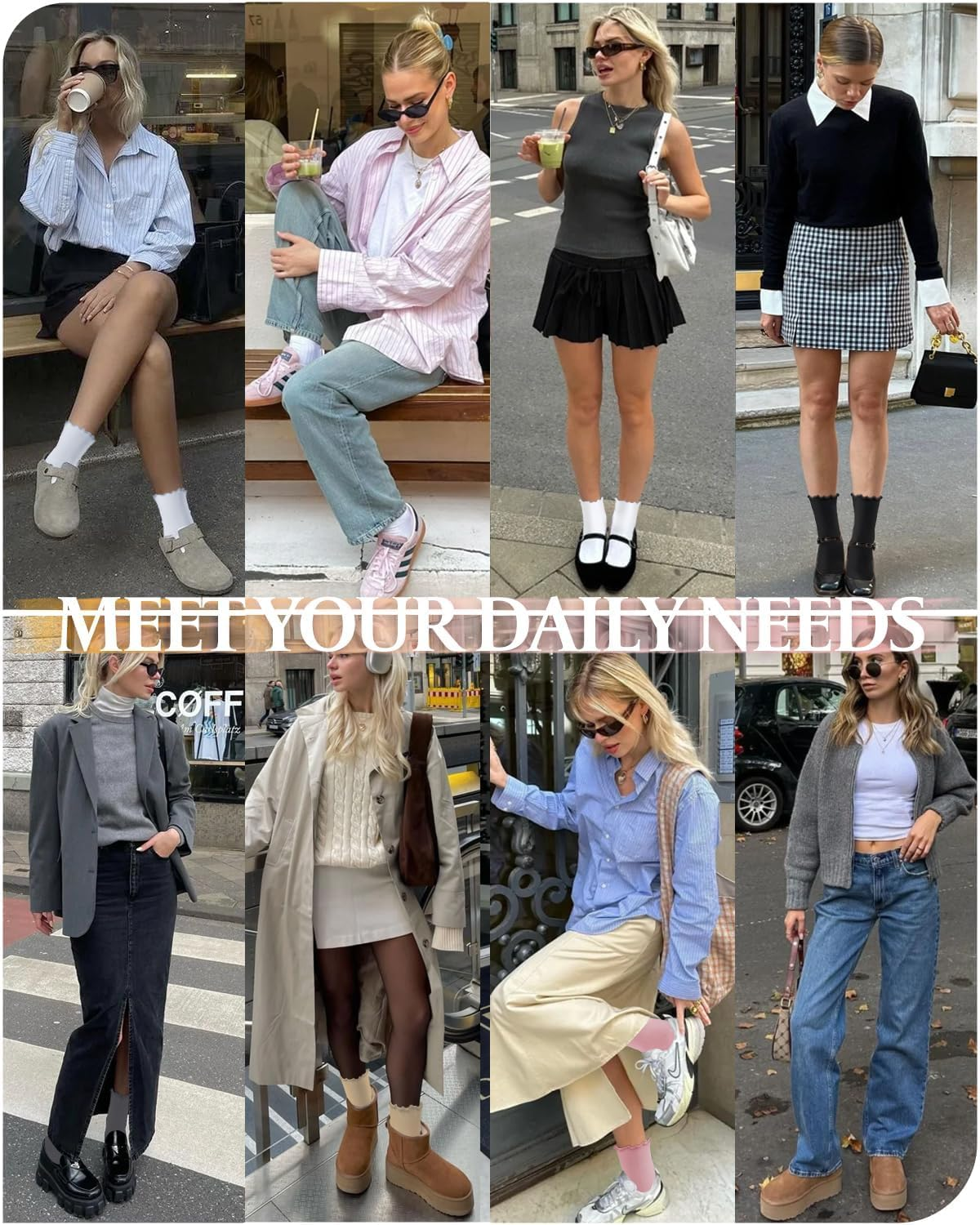 ZANZER Pilates Women'S Yoga Socks with Non-Slip Grip, Ruffle Swivel Cuff & Crew Design - Anti-Skid Workout Socks (Black+Beige+Pink+White) image number 6