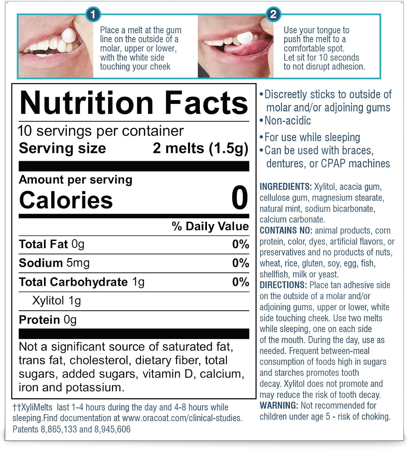 Oracoat Xylimelts Dry Mouth Relief Discs &ndash;Mild Mint with Xylitol &ndash;Oral Adhering Discs for Day & Night Use &ndash; ARTG Listed &ndash; Non-Acidic, Time-Release Formula, 3 Packs (120) image number 1