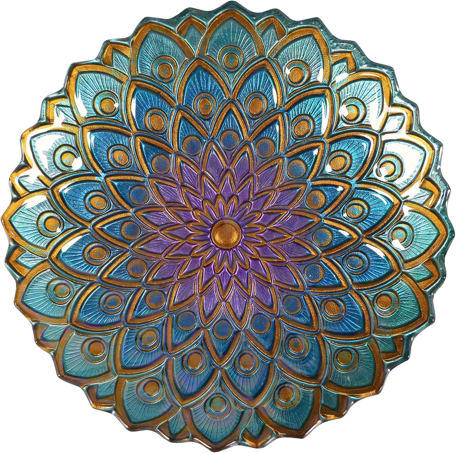 Teamson Home 17.99" Handpainted Flower Glass Birdbath, Multi