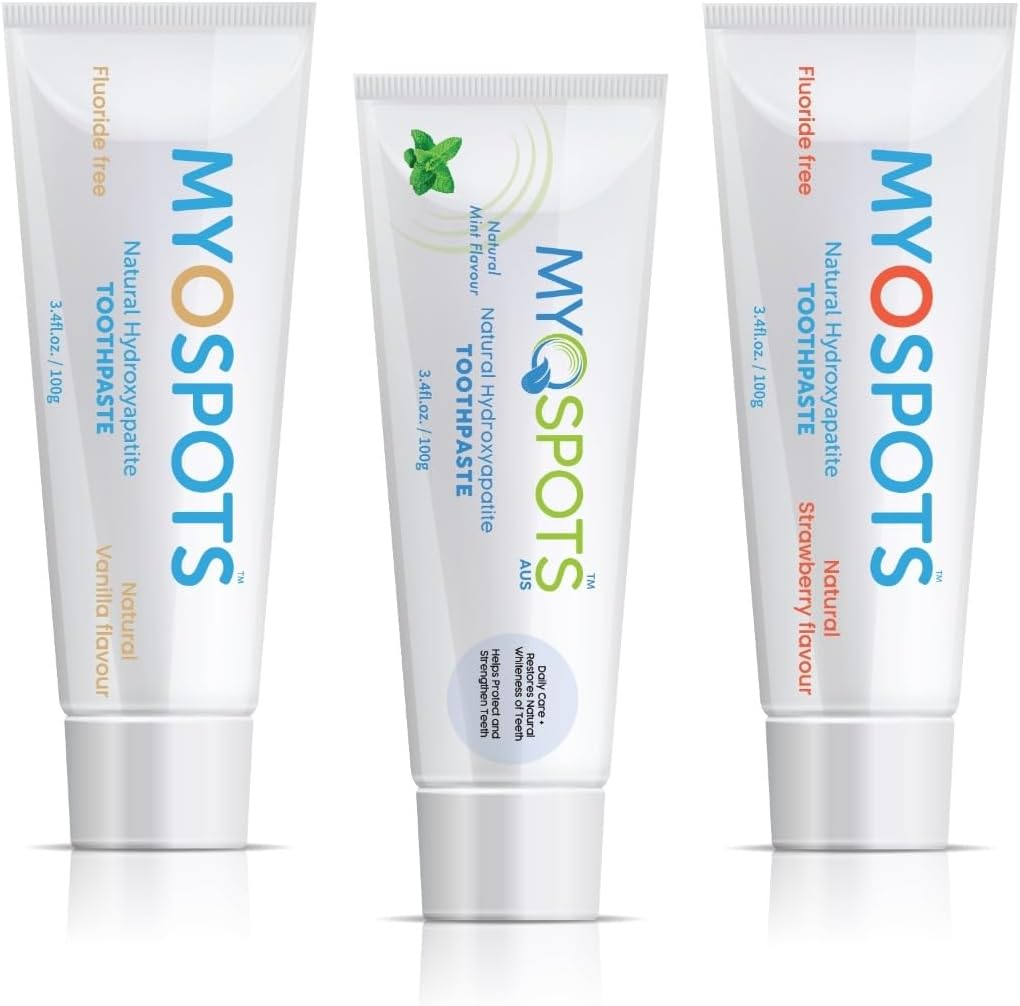 MYOSPOTS Hydroxyapatite Toothpaste - Whitening & Sensitive Care, Reinvented Oral Health with HYDROXYAPATITE, Strawberry Flavour, Fluoride & Sodium Lauryl Sulfate Free (1) image number 6