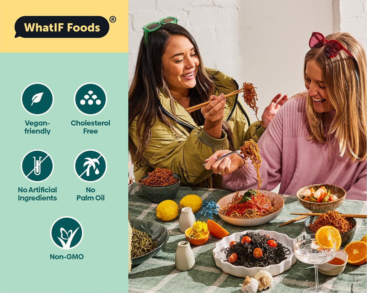 Healthy Instant Bamnut Noodles | Vegan, Air Fried, 17 Grams of Protein & 6 Grams of Fiber | for Ramen, Wok, Soup, Stir Fry | Sweet Hot Flavor | 5 Pack by Whatif Foods image number 3