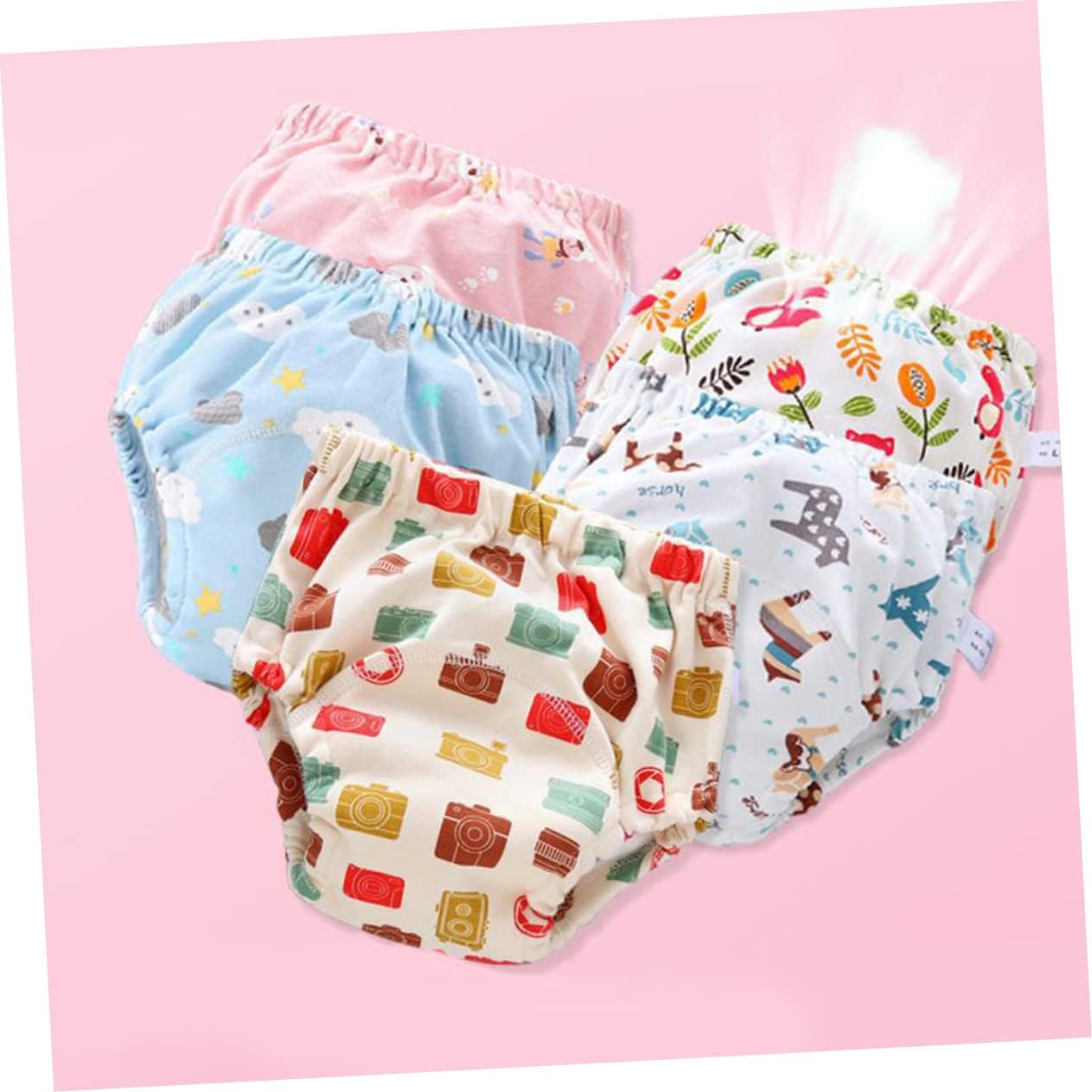 JOINPAYA 4 Pcs Training Pants Nappy Pants Washable Diapers for 12-18 Kg Toddler Breathable Learning Undies 6 Layers of Gauze Size L Moon Pattern image number 5
