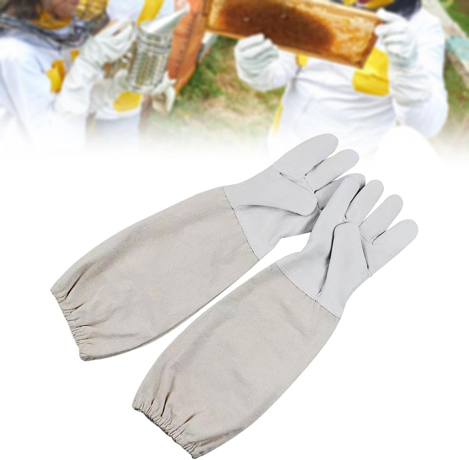 Perfk 2Pcs Beekeeping Gloves Beekeeper Gauntlets Beekeeping Supplies Tools Gardening Protective Sleeves Hand Protection for Adults, XL image number 6