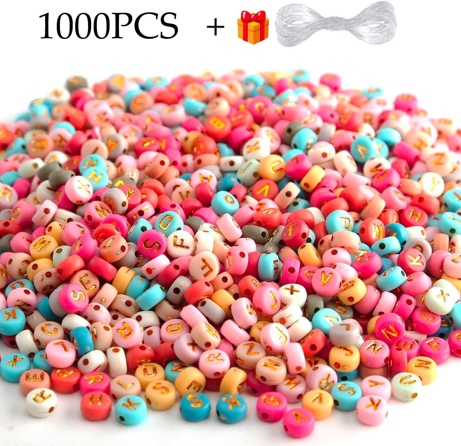Colorful Letter Beads, 1000 Pcs, with Elastic Cord, for Making Necklaces and Friendship Bracelets image number 1