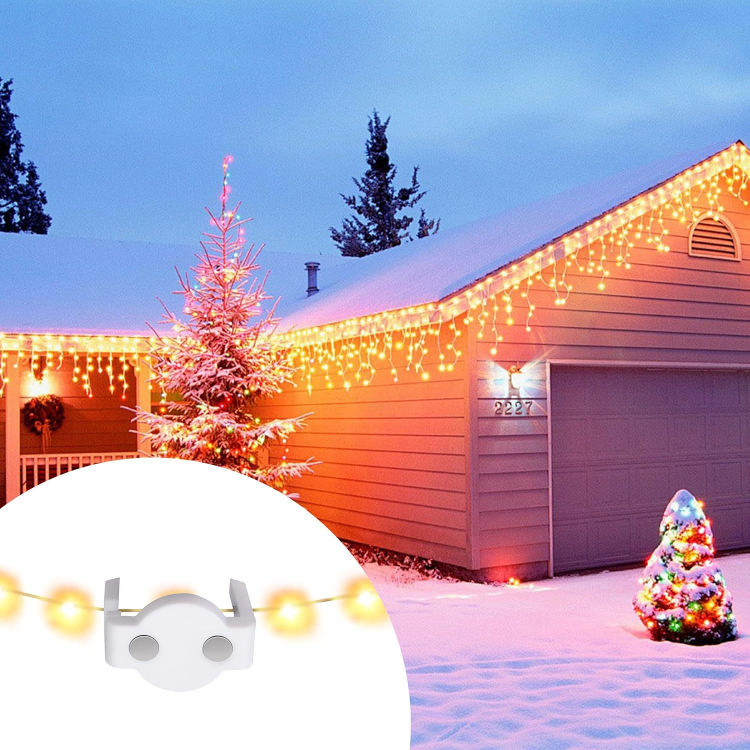 Watayo Extra Strong Magnetic Christmas Light Clips- Magnetic Light Clips for C9 Socket- Magnetic Sockets Light Clips Hooks for String Light Outdoor Patio Lighting (60 Pcs, White) image number 6