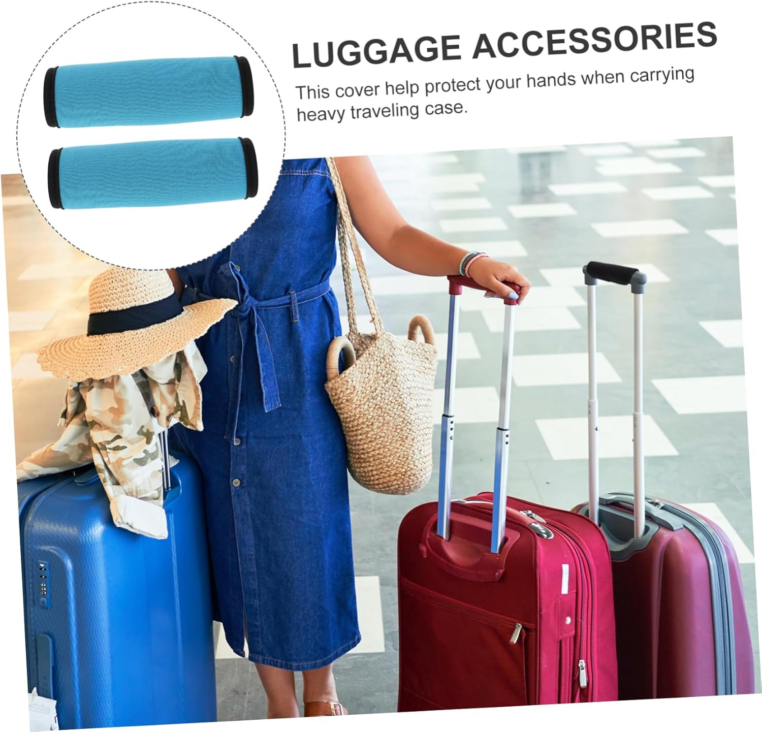 WRITWAA 2Pcs Neoprene Luggage Handle Wraps Hand Protectors for Traveling Case Luggage Handle Saddles for Suitcase Protection during Travel image number 4