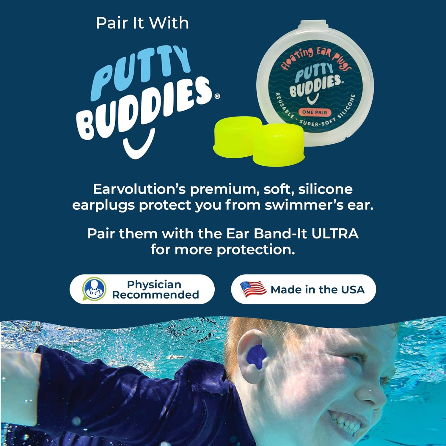 Ear Band-It Ultra Swimming Headband - Best Swimmer'S Headband - Keep Water Out, Hold Earplugs in - Doctor Recommended - Secure Ear Plugs - Invented by ENT Physician (Sea Life, Small (Ages 1-3)) image number 1