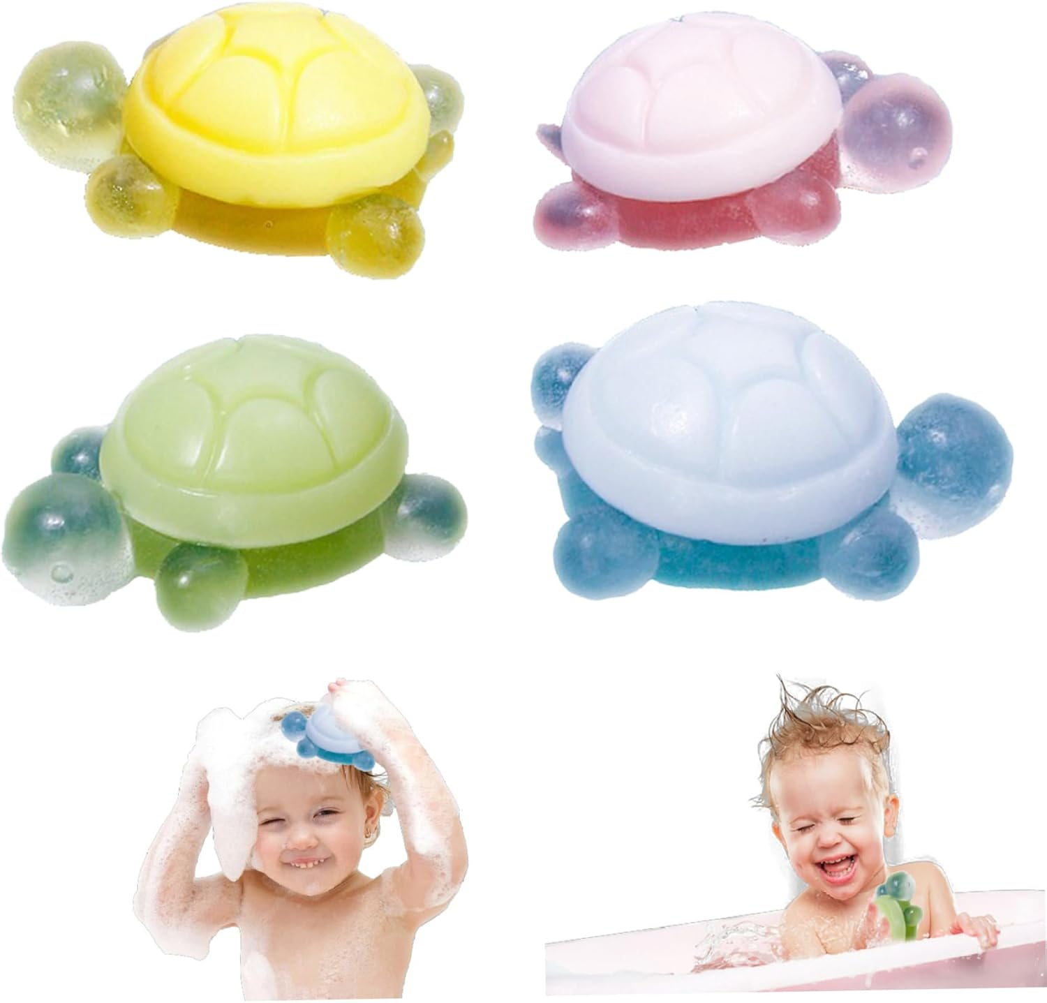 4Pcs Kids Soap, Little Turtle Shape Essential Oil Soap, Natural Ingredients Fragrance Cleansing Bath Cute Little Turtle Soaps for Washing Hands, Face Hand image number 2