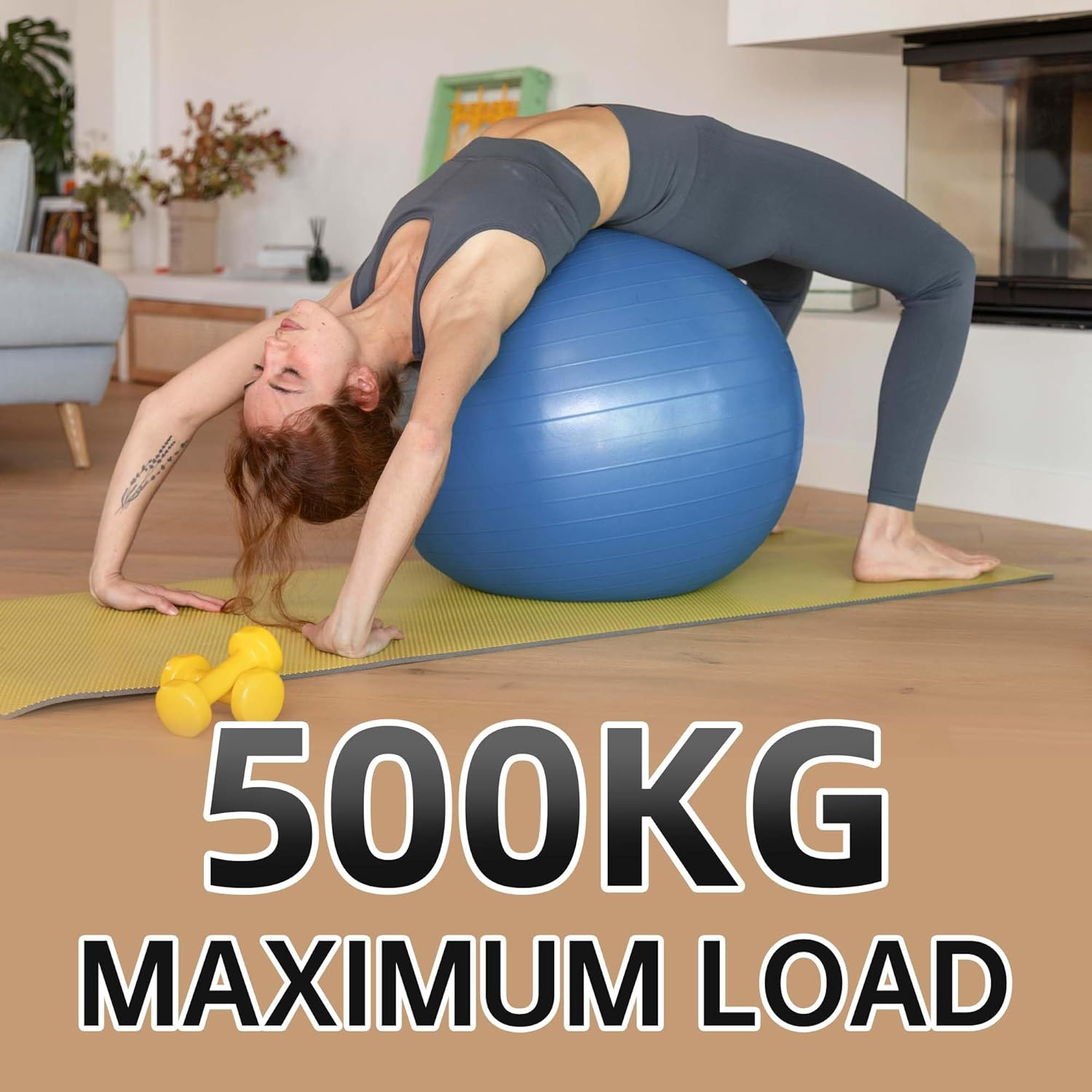 Anti-Burst Exercise Ball,Yoga Ball Chair with Pump Device,Non-Slip Matte Pilates Ball,Balance Ball for Stretching Core Yoga Pilates Birthing Pregnancy Stability Gym Workout Training - Blue-55Cm image number 4