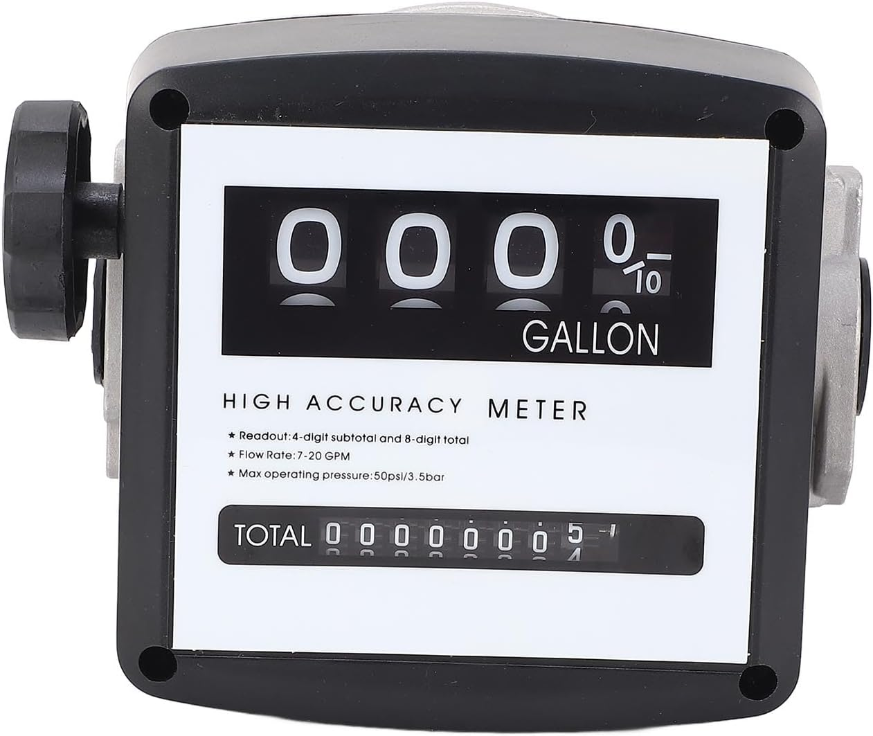 Generic 4 Digit Aluminum Mechanical Fuel Meter Meter Gallon Accuracy Easy Reading, Designed for Various Mechanical Equipment, Made from ABS, Aluminum Material image number 1