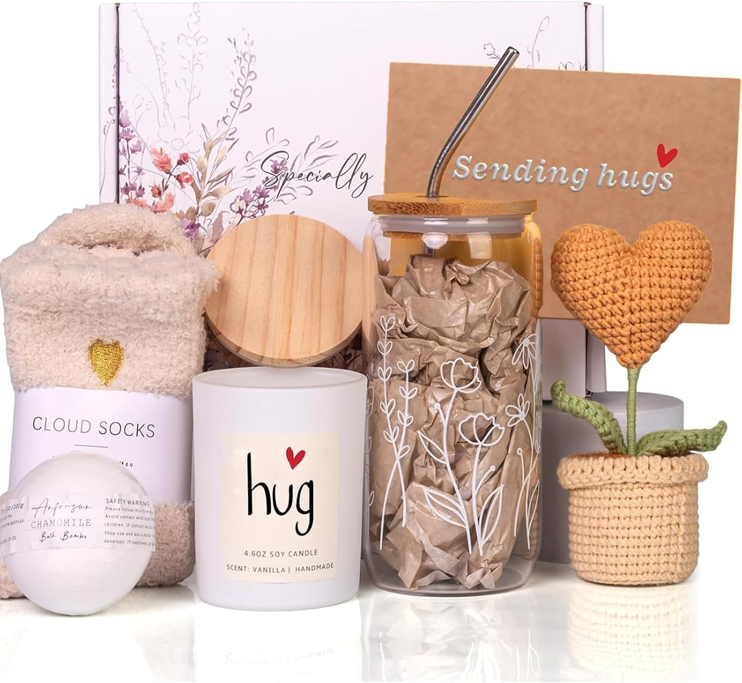 Get Well Soon Gift Set - Relaxing Spa Gift Basket Set, Valentines Day Gifts, Galentines Day Gifts, Gifts for Mom Her Friend Grandma image number 3