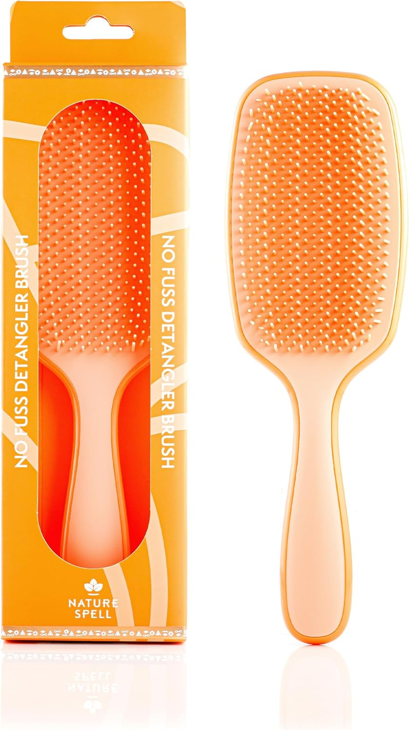 Nature Spell No Knots Detangling Hair Brush | Detangles All Hair Types | for Wet & Dry Hair | Eliminates Knots & Reduces Breakage | (Glossy Turquoise)